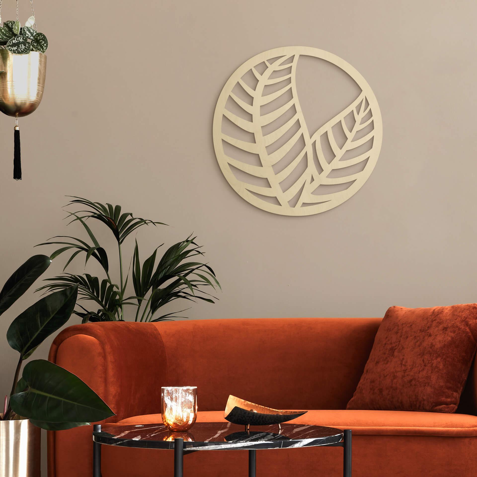 Décoration en bois placage peuplier feuilles en cercle