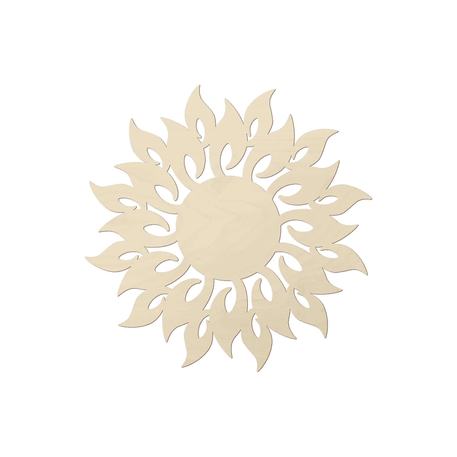 Decoración en madera de álamo - llamas de sol