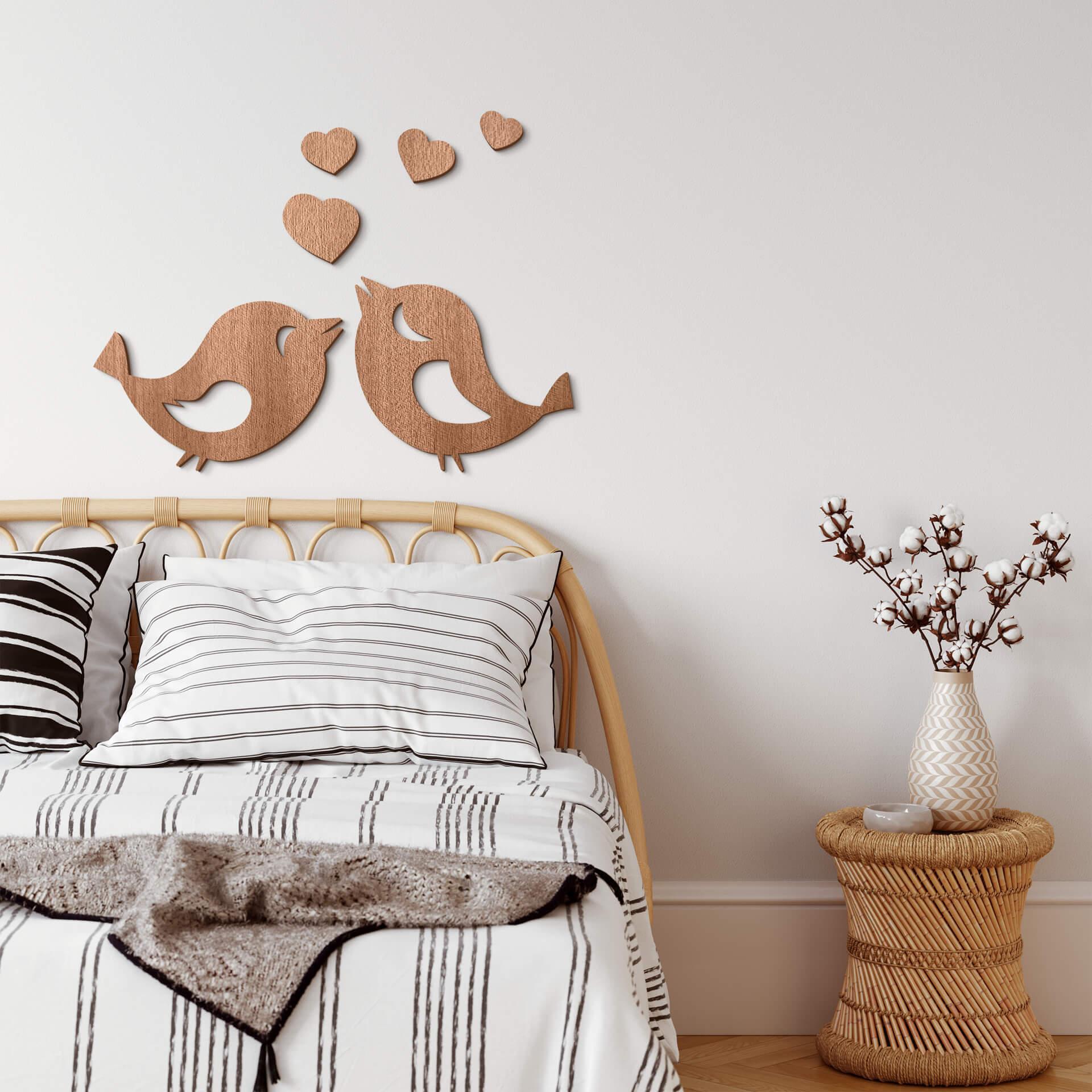Arte en madera de caoba - Sparrow love