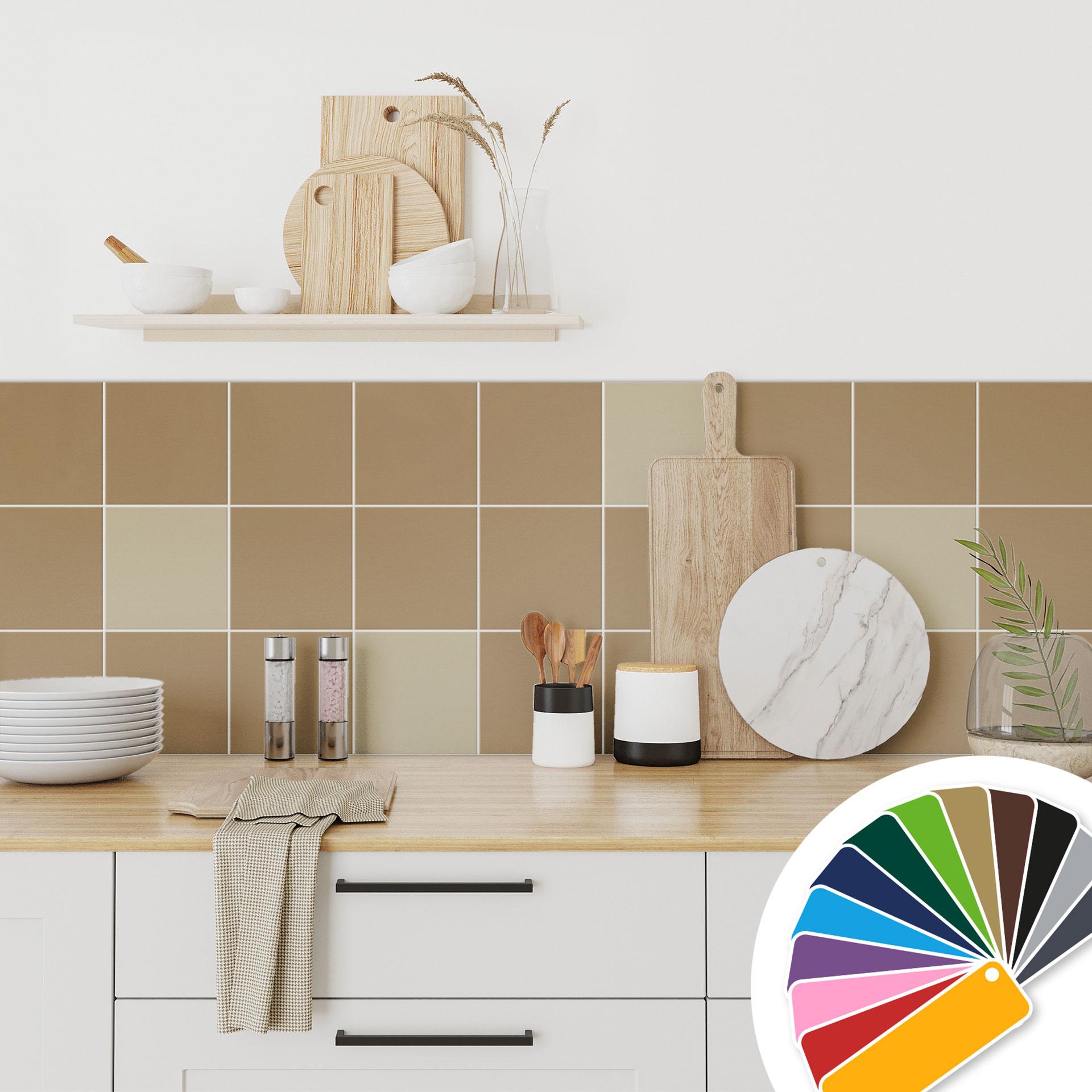 Flise klistermærker - enkeltfarve - mat - sæt med