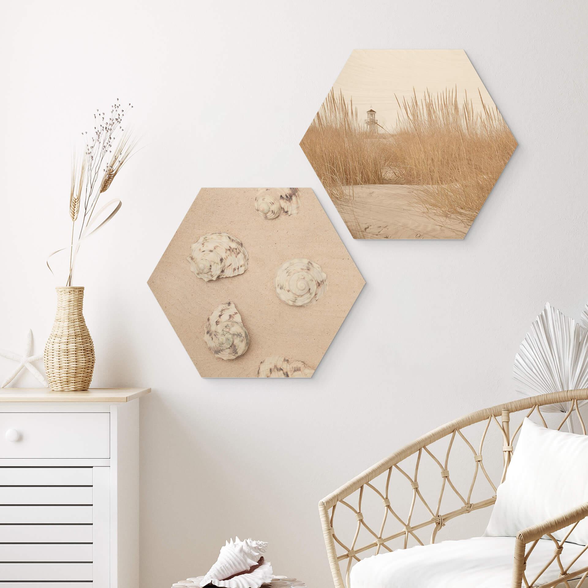 Hexagon Hout Vuurtoren in het duingras