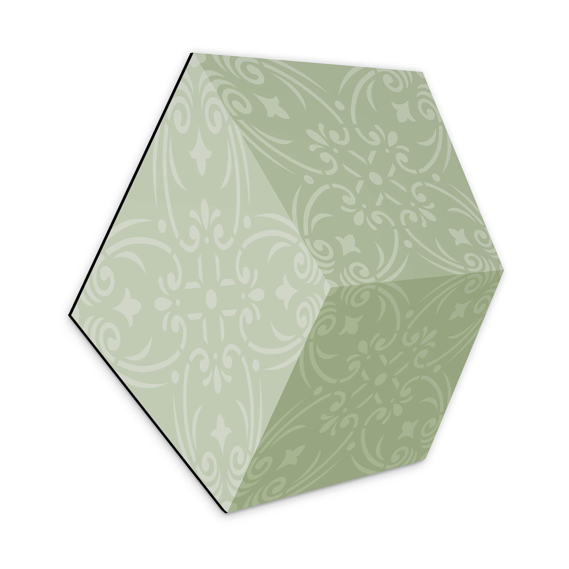 3D Hexagon Alu-Dibond - Grøn med mønster