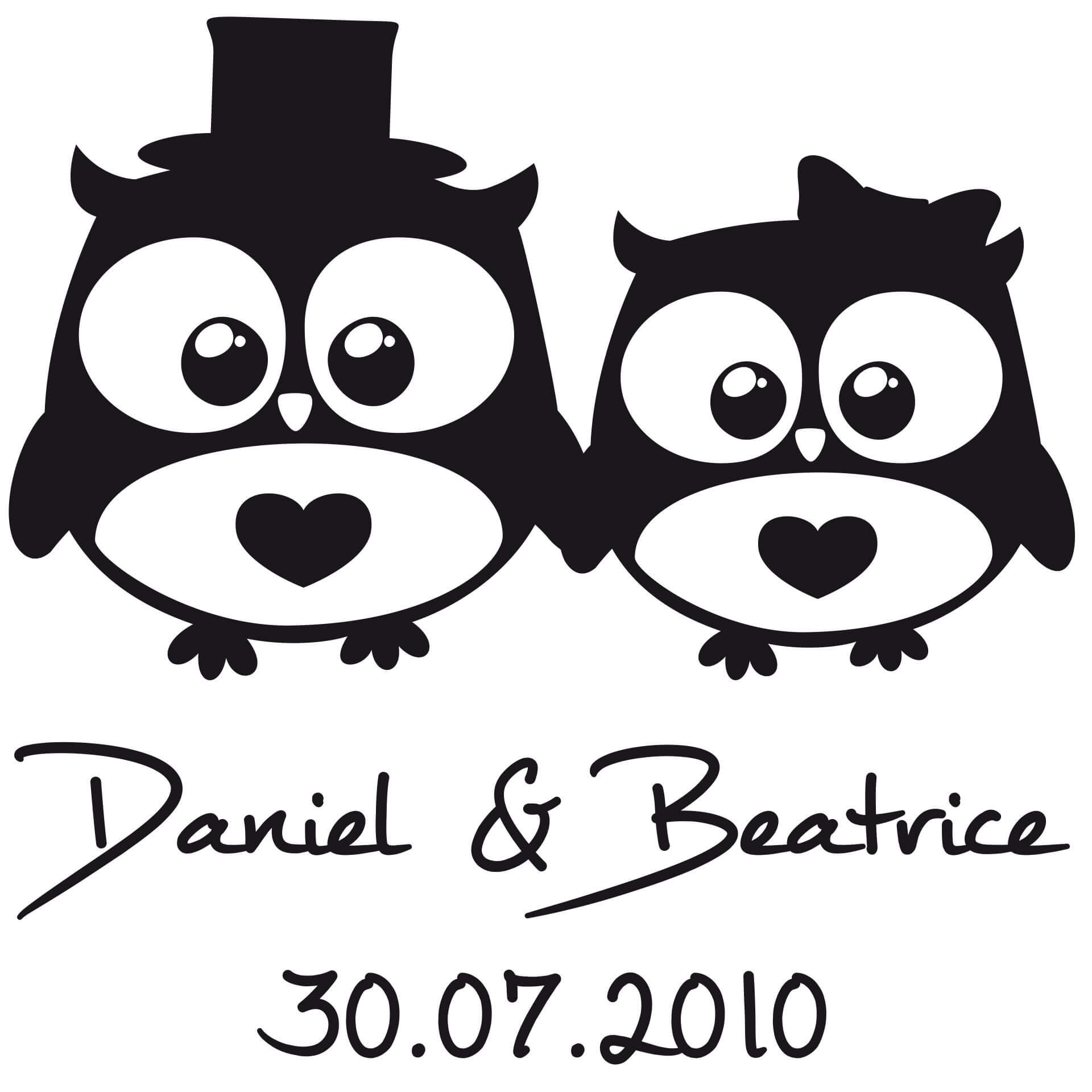 Wandtattoo + Name Eulen Hochzeit