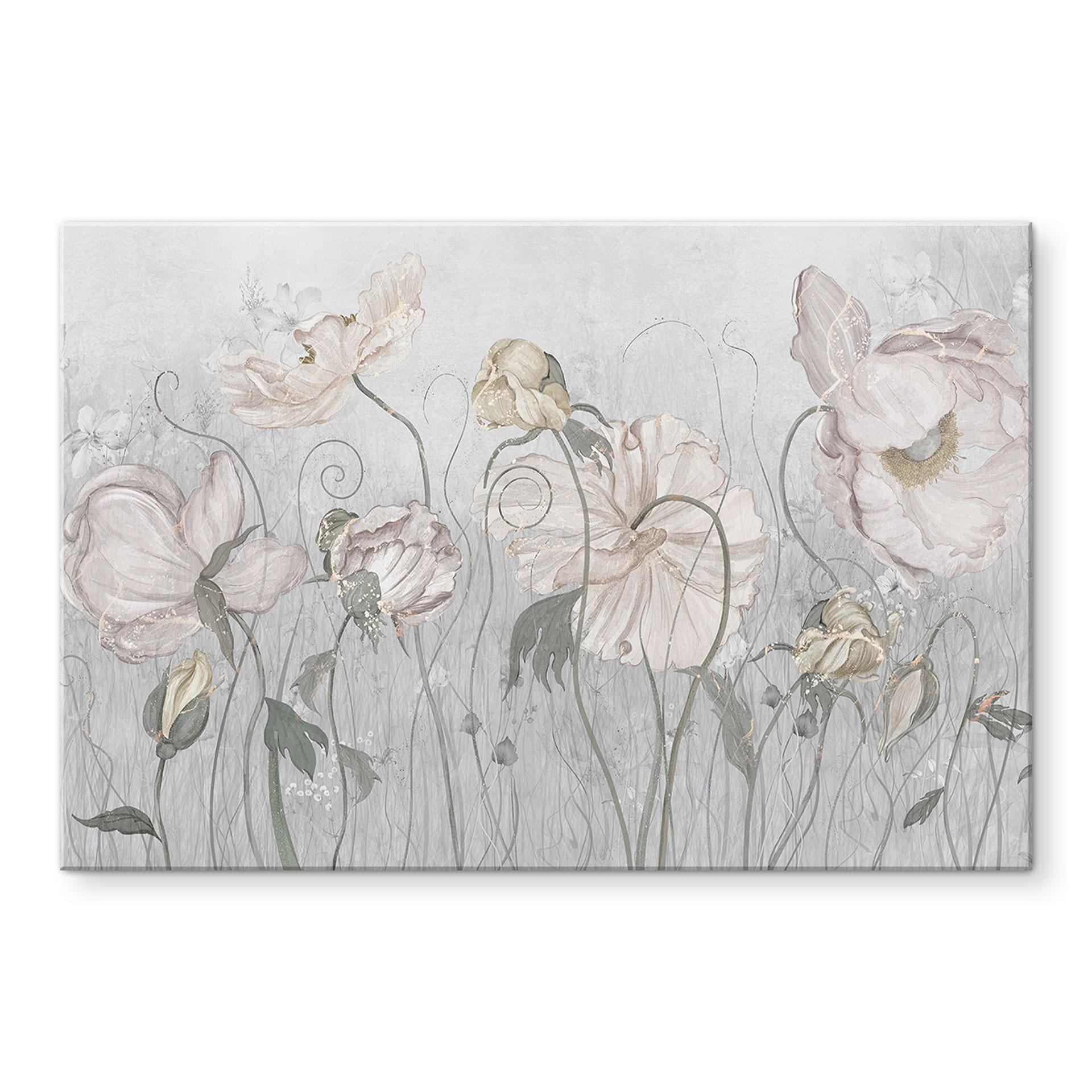 Acrylglas Vintage stijl bloemen in grijs - Ms Tiff