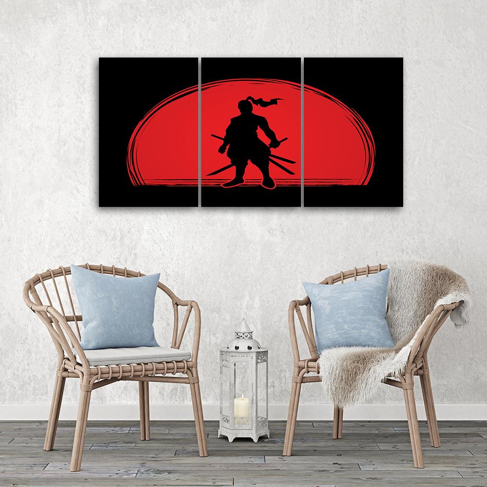 3 stykke lærredstryk, Samurai Japan Sun