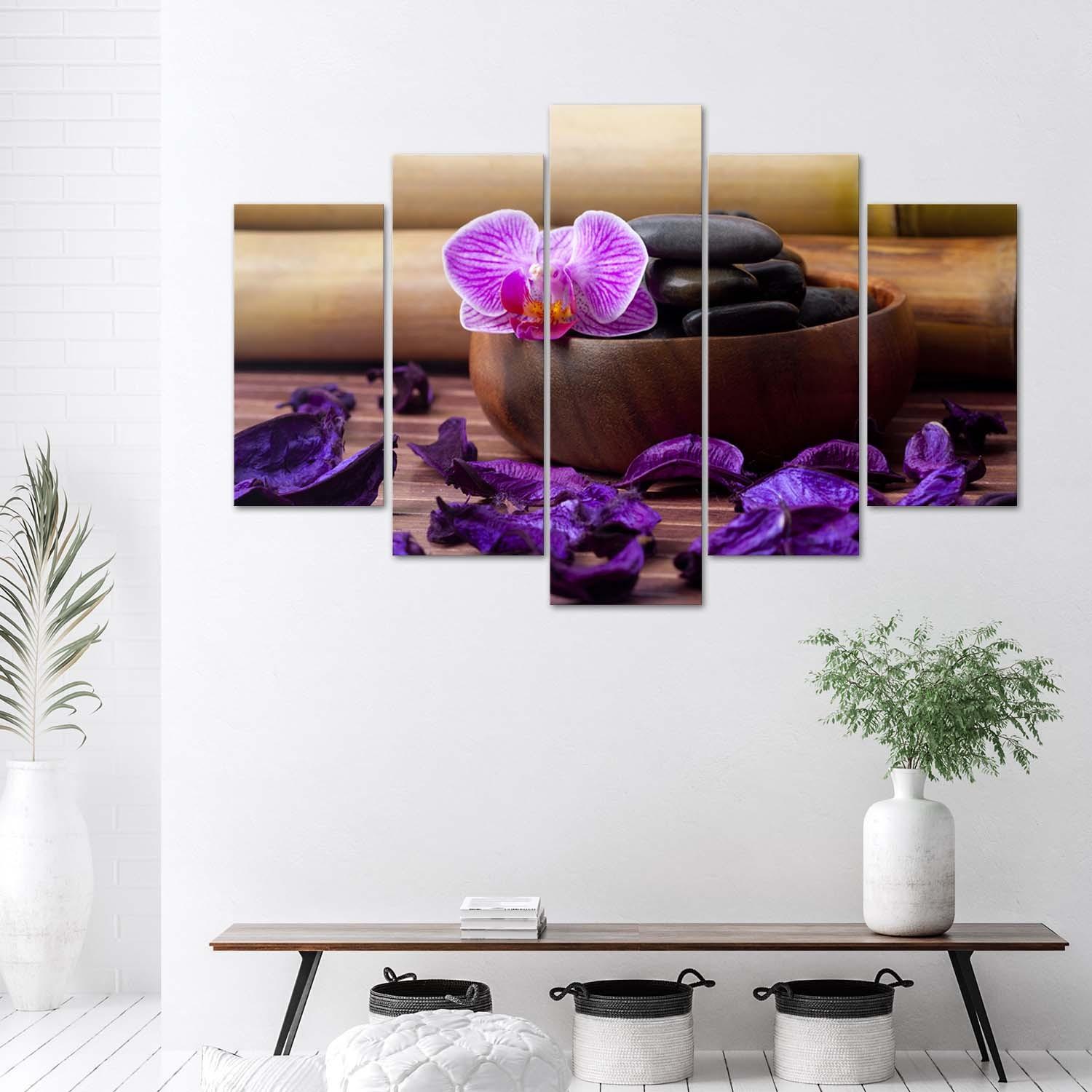 5 stykke lærredsprint Orchid Zen Spa Stones