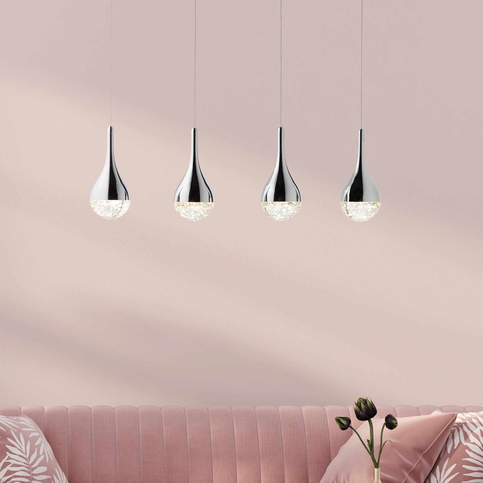 Pendelleuchte Gustav, metallic, 114,5 x 70 cm, Glas Pendellampe, dimmbar