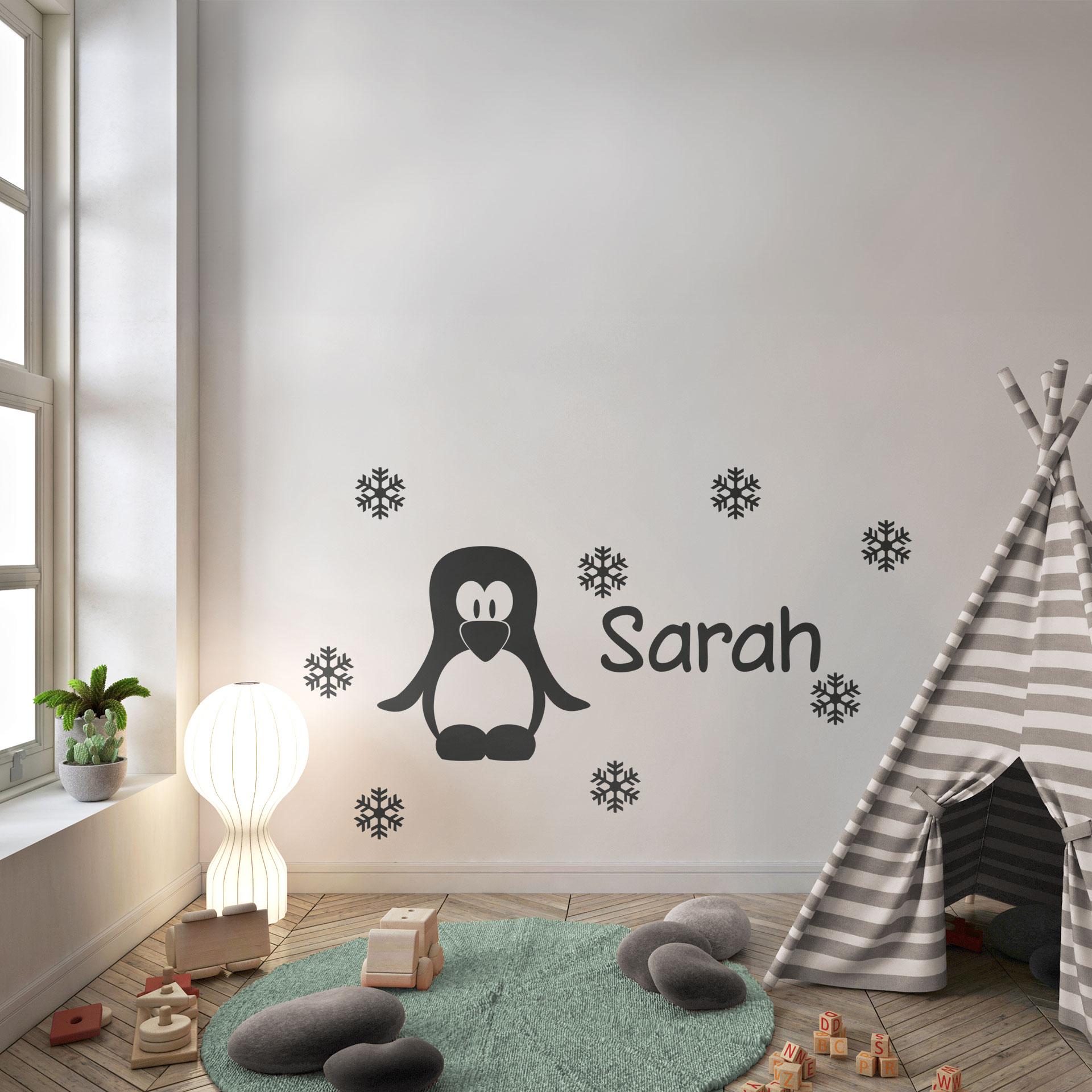 Pingvin + Navn wallsticker