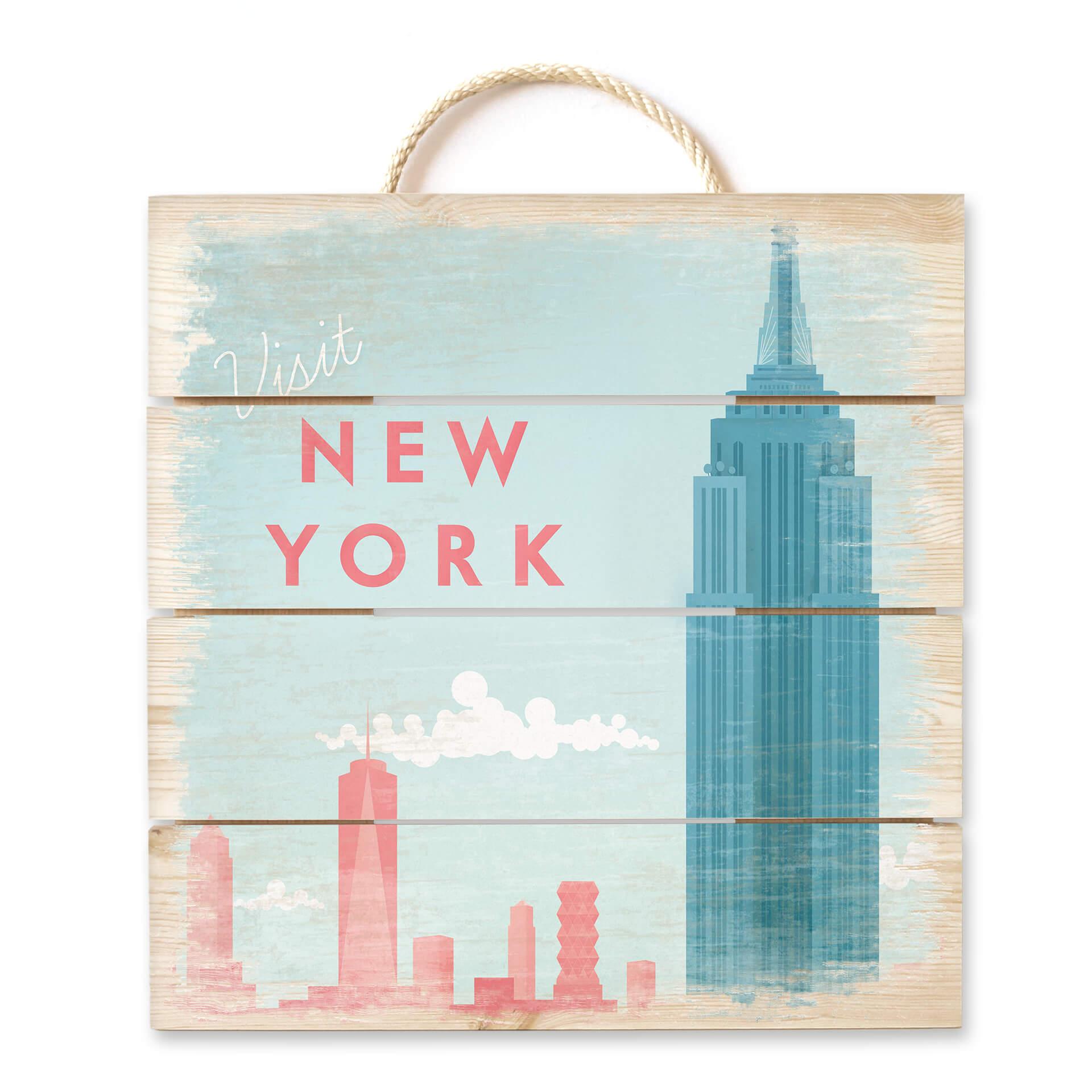 Obraz drewniany Rivers - New York - 40x41,5 cm