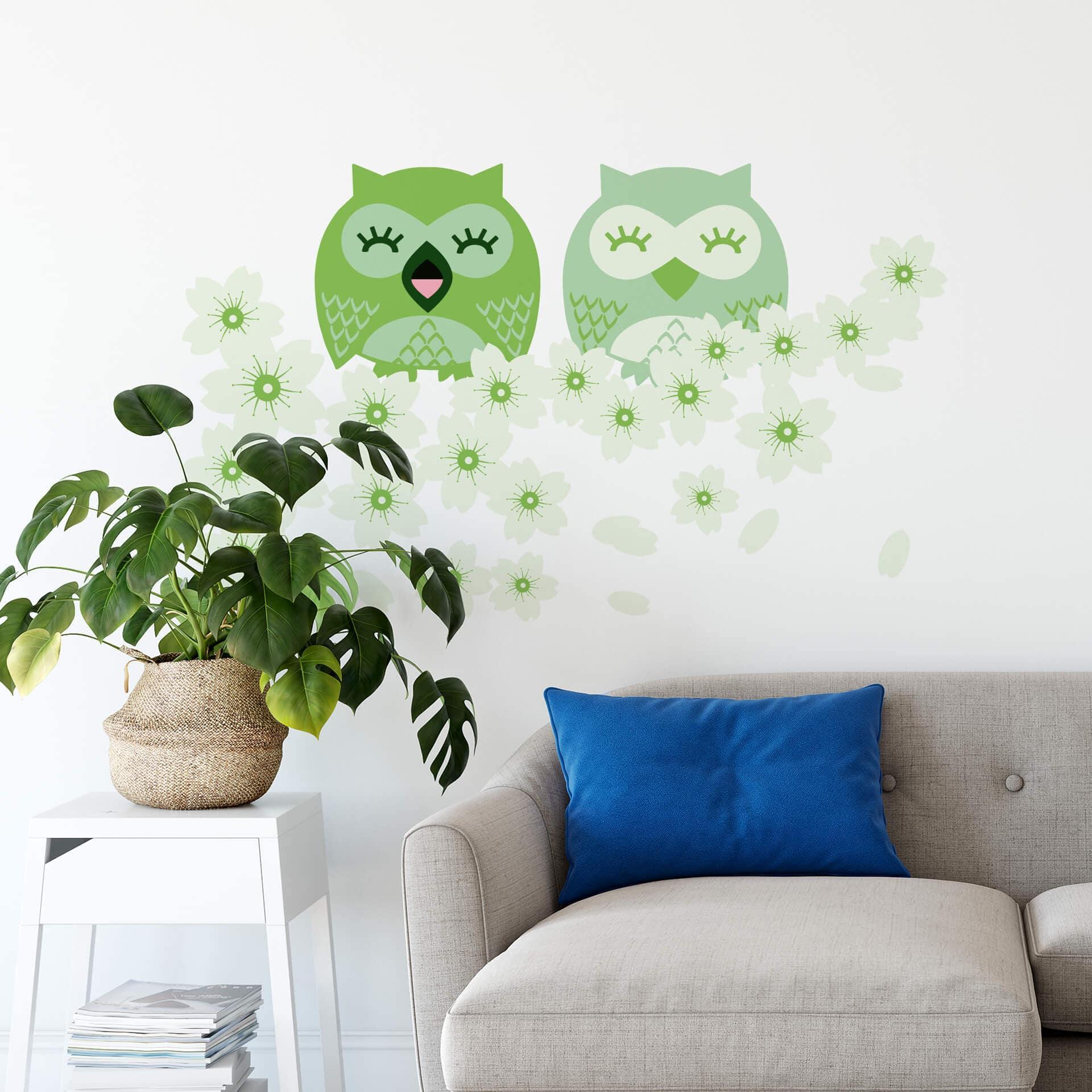 Muursticker Lieve Uiltjes - Groen