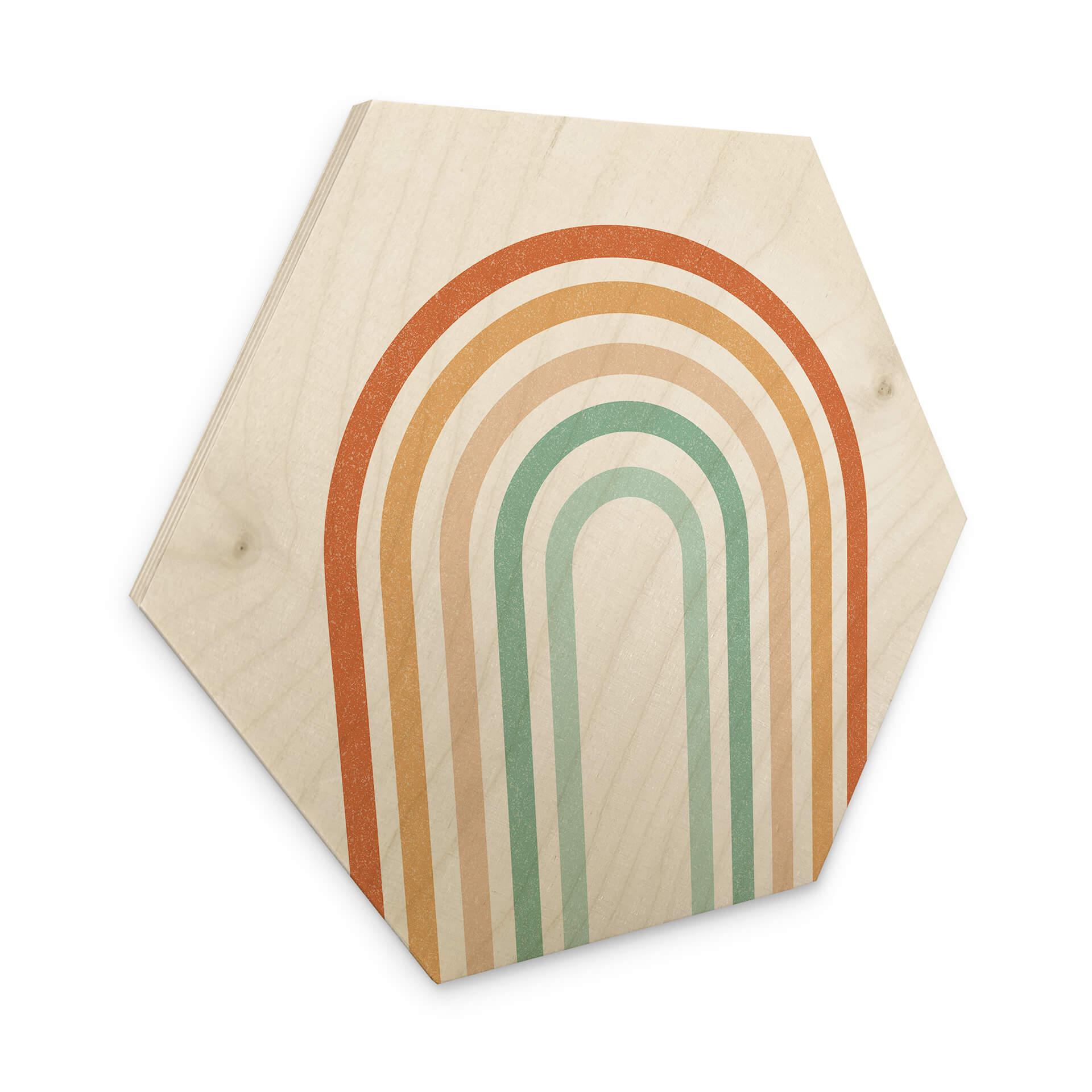 Sekskantet træ Boho Rainbow