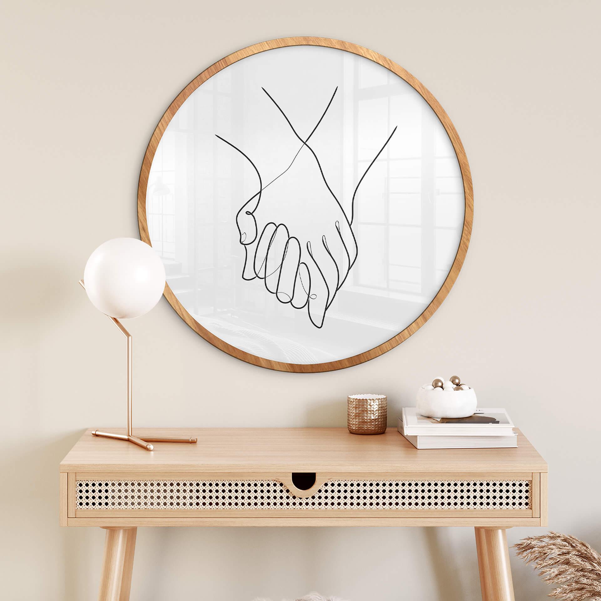 Plakat 1X Studio - Line Art Hand in Hand - Okrągły