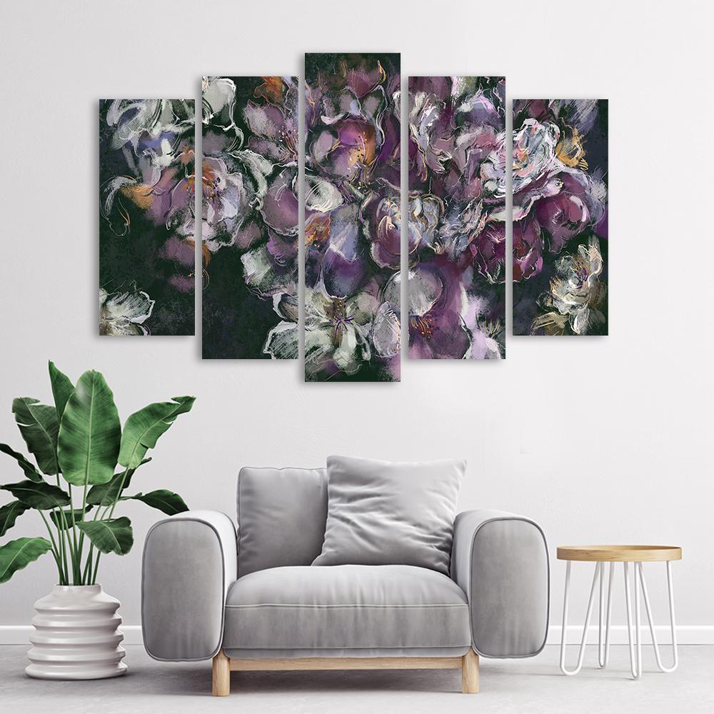 5 stykke lærredstryk, Irisblomst