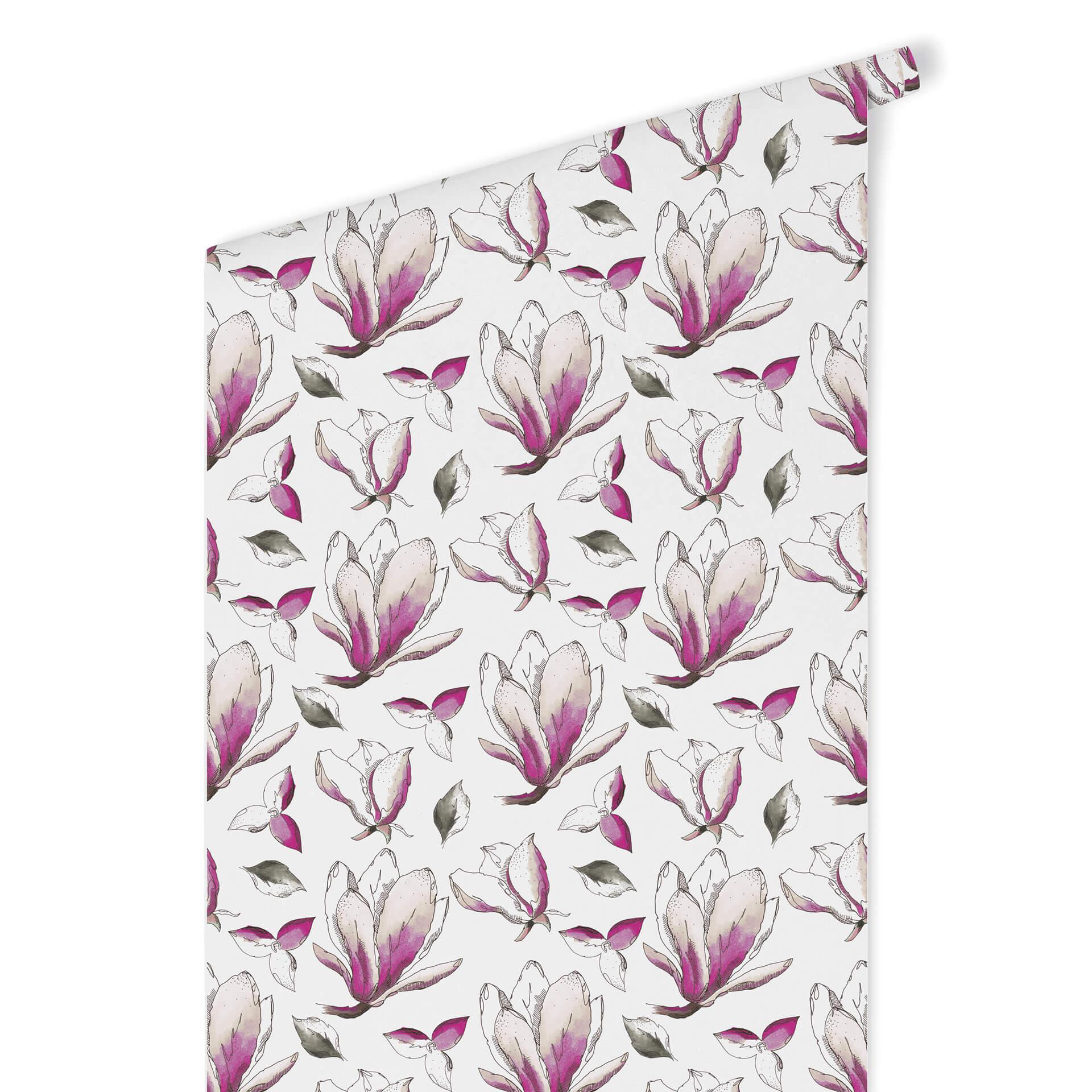 Patroonbehang – Illustrated Flowers – roze