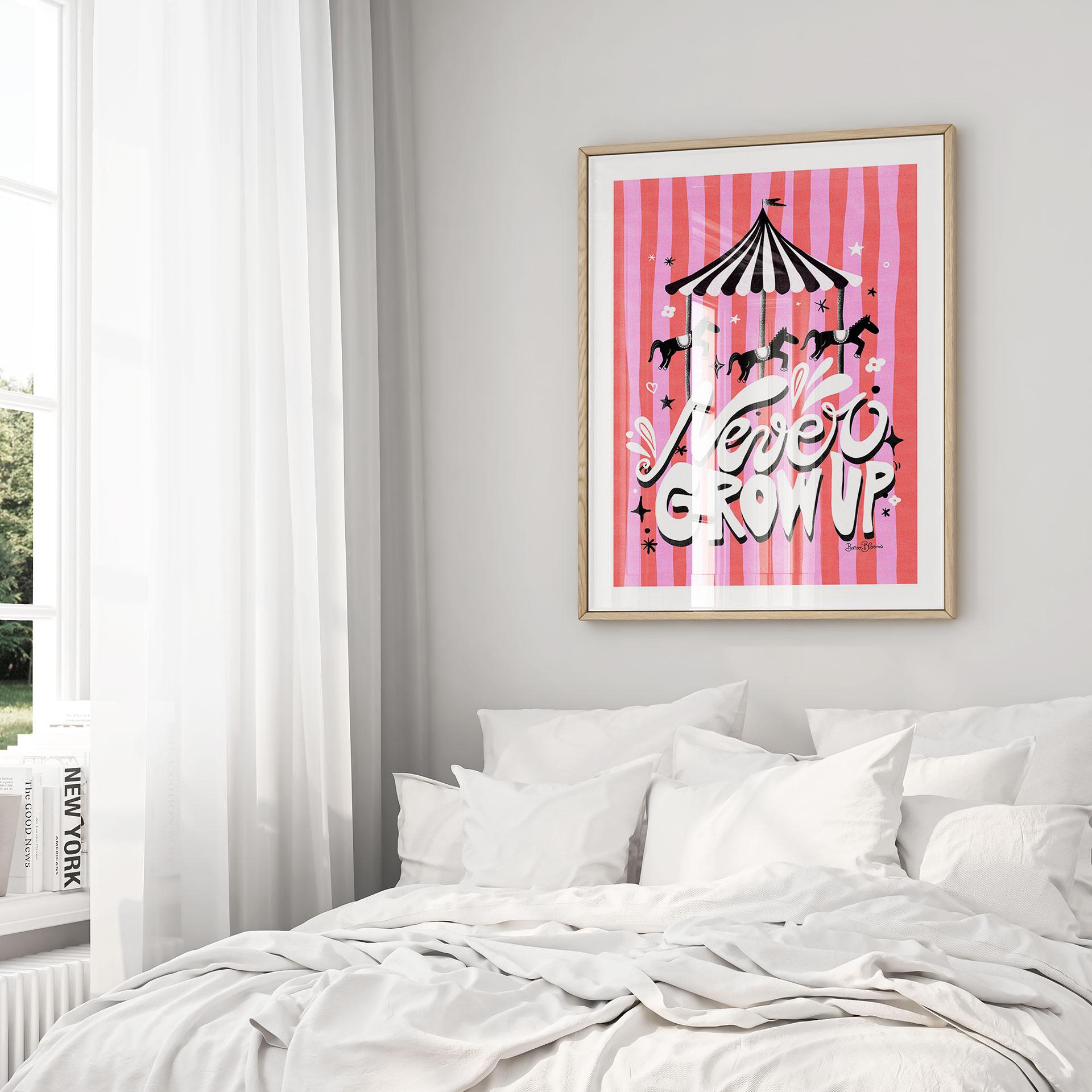 Plakat Rundkørsel - Never grow up - Bloom