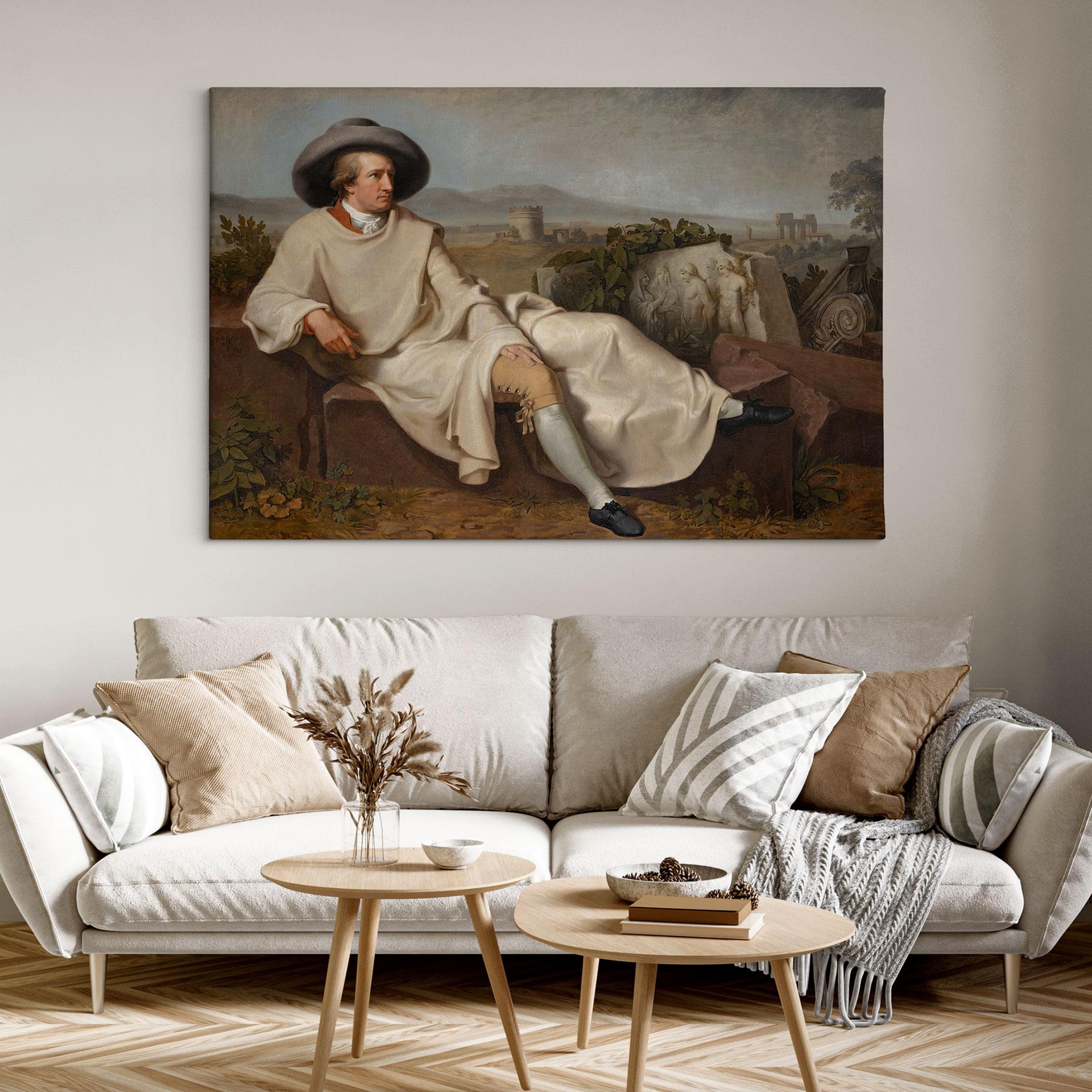 Canvasbillede Tischbein - Goethe i den romerske campagna