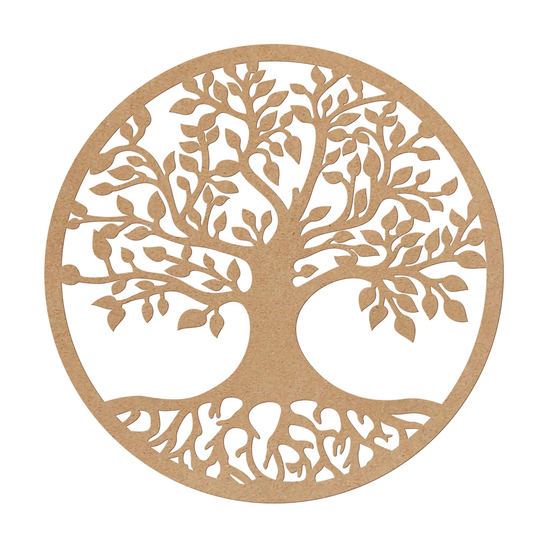 Decoración en madera árbol redondo con raíces - MDF nature