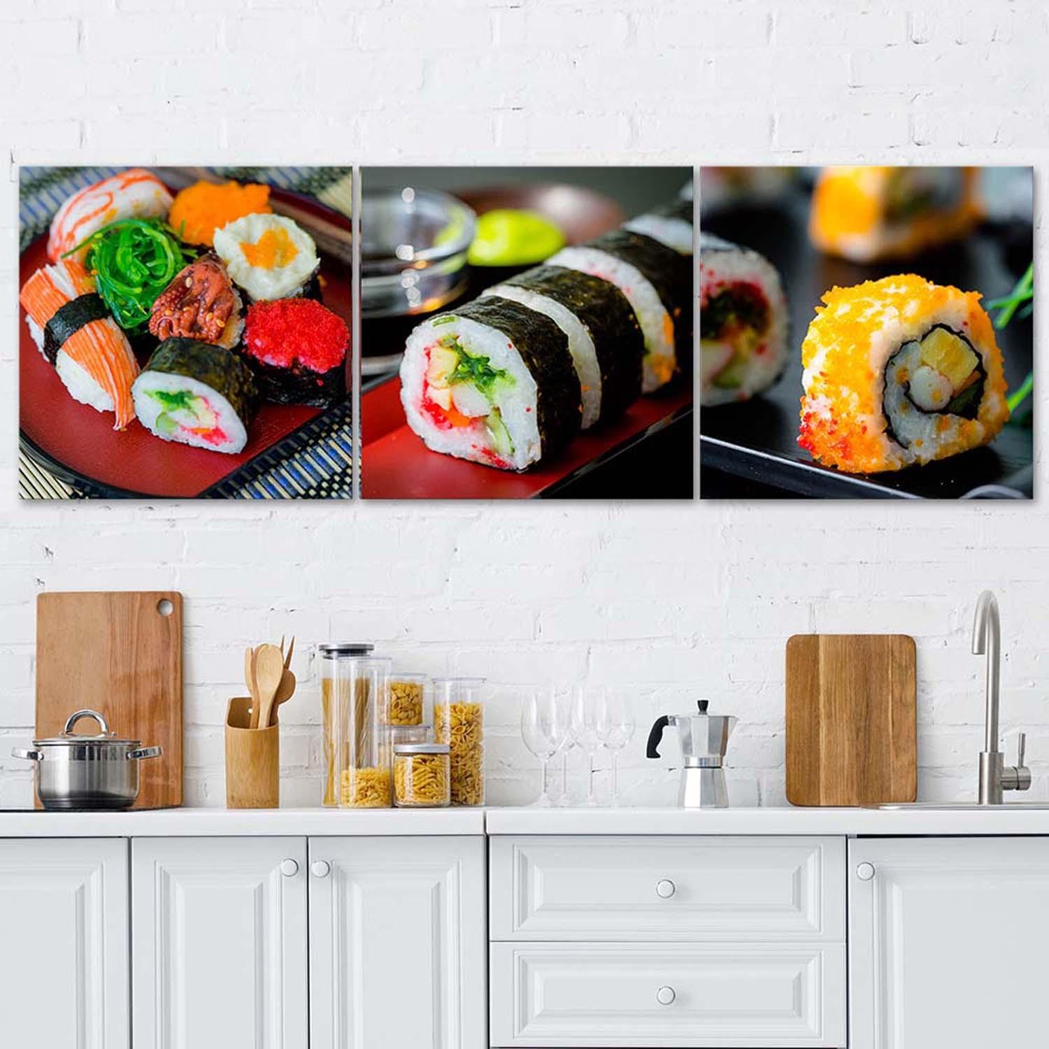 3 stykke lærredstryk, sushimad