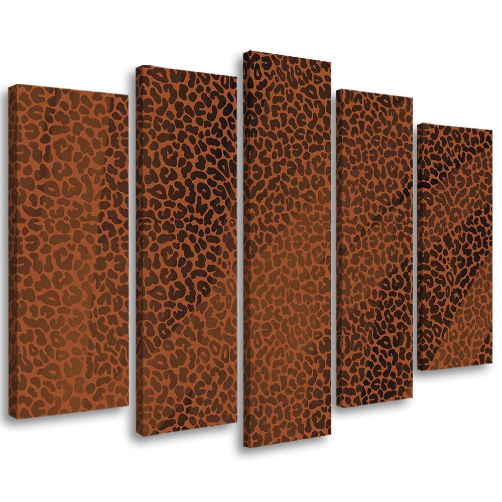 5 stykke lærredsprint, Leopard Leopard Pels Patches Mønster