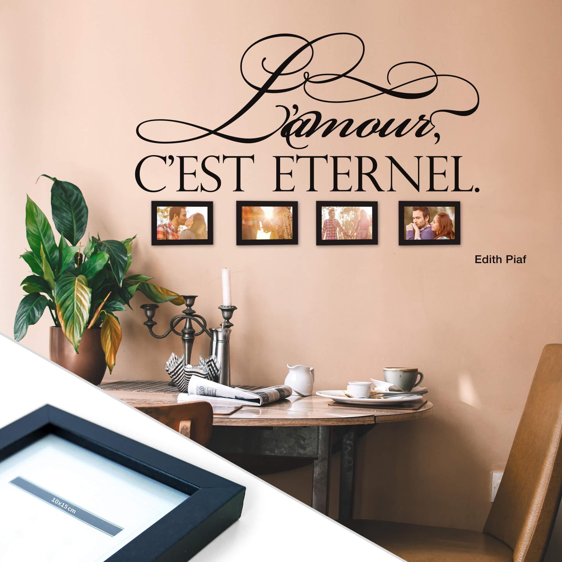 Sticker mural - L'amour, c'est éternel incl. 4 cadres photos