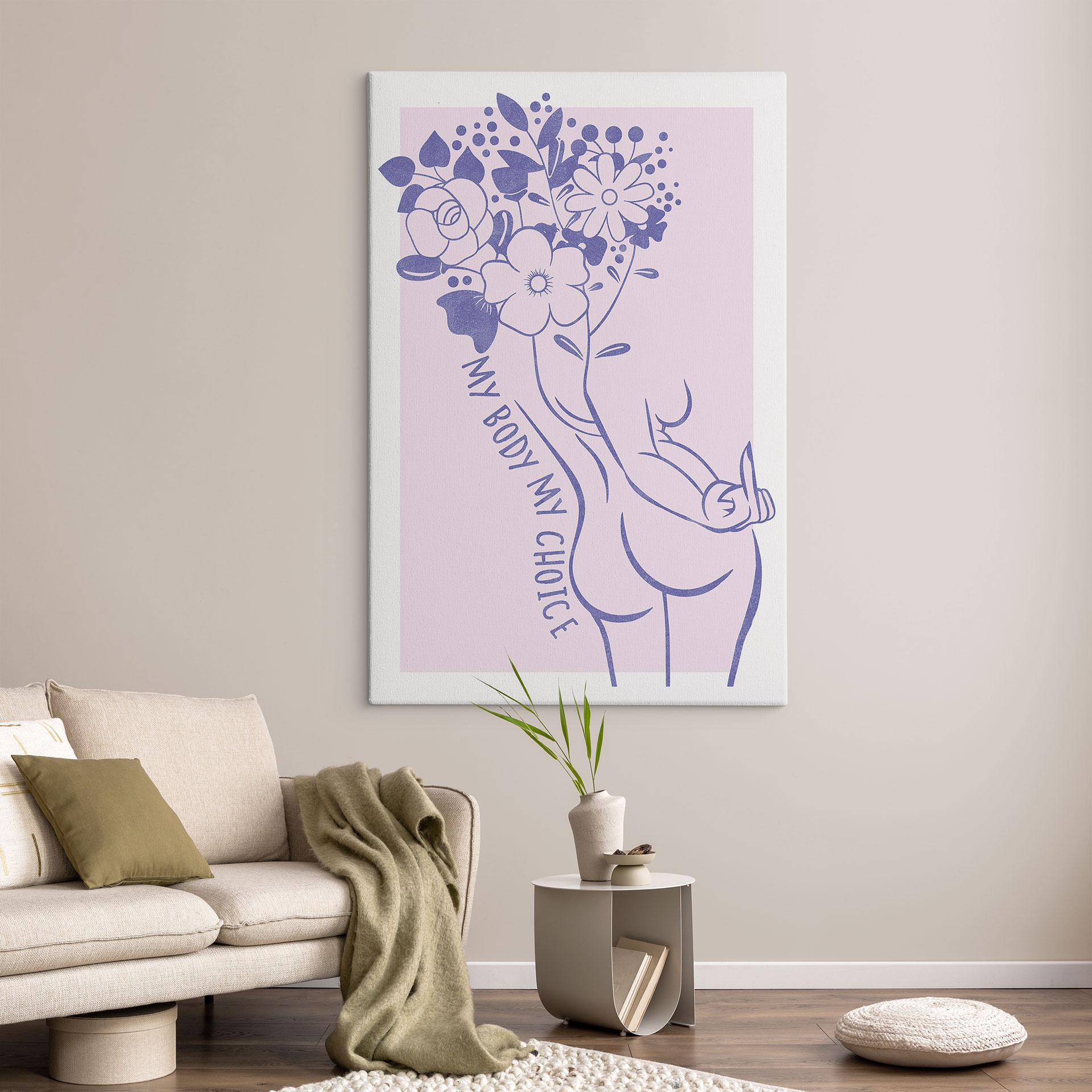 Canvasbillede Body Positivity - Line Art Floral