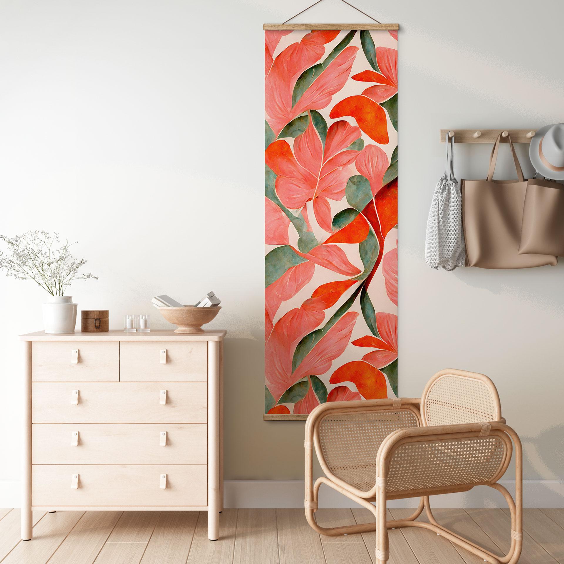 Tekstil plakat Koralrøde blomster - Treechild