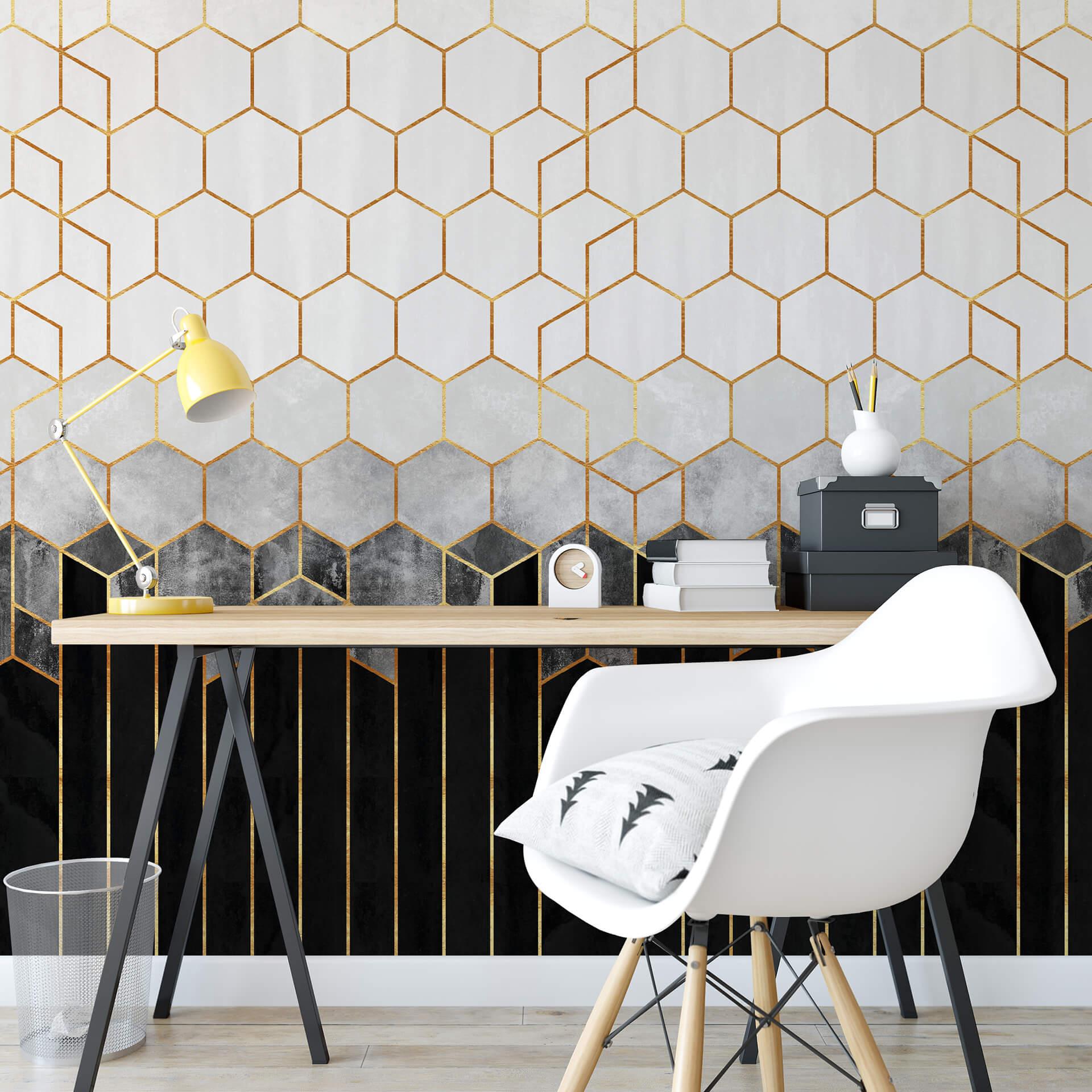 Fototapet - Frederiksson - Black & Grey Hexagons