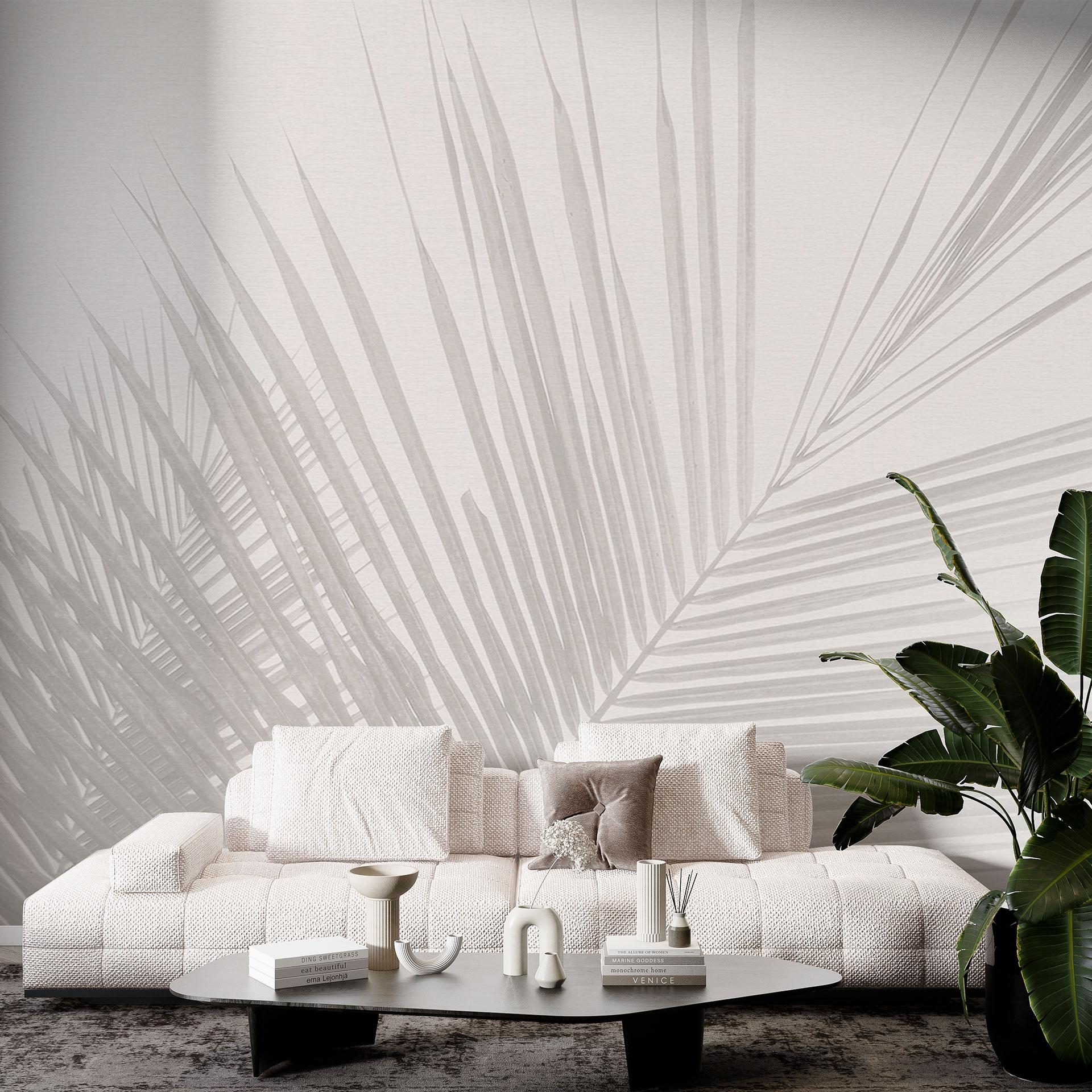 Boho Fototapet palmblad i linne look - Bloomery Decor