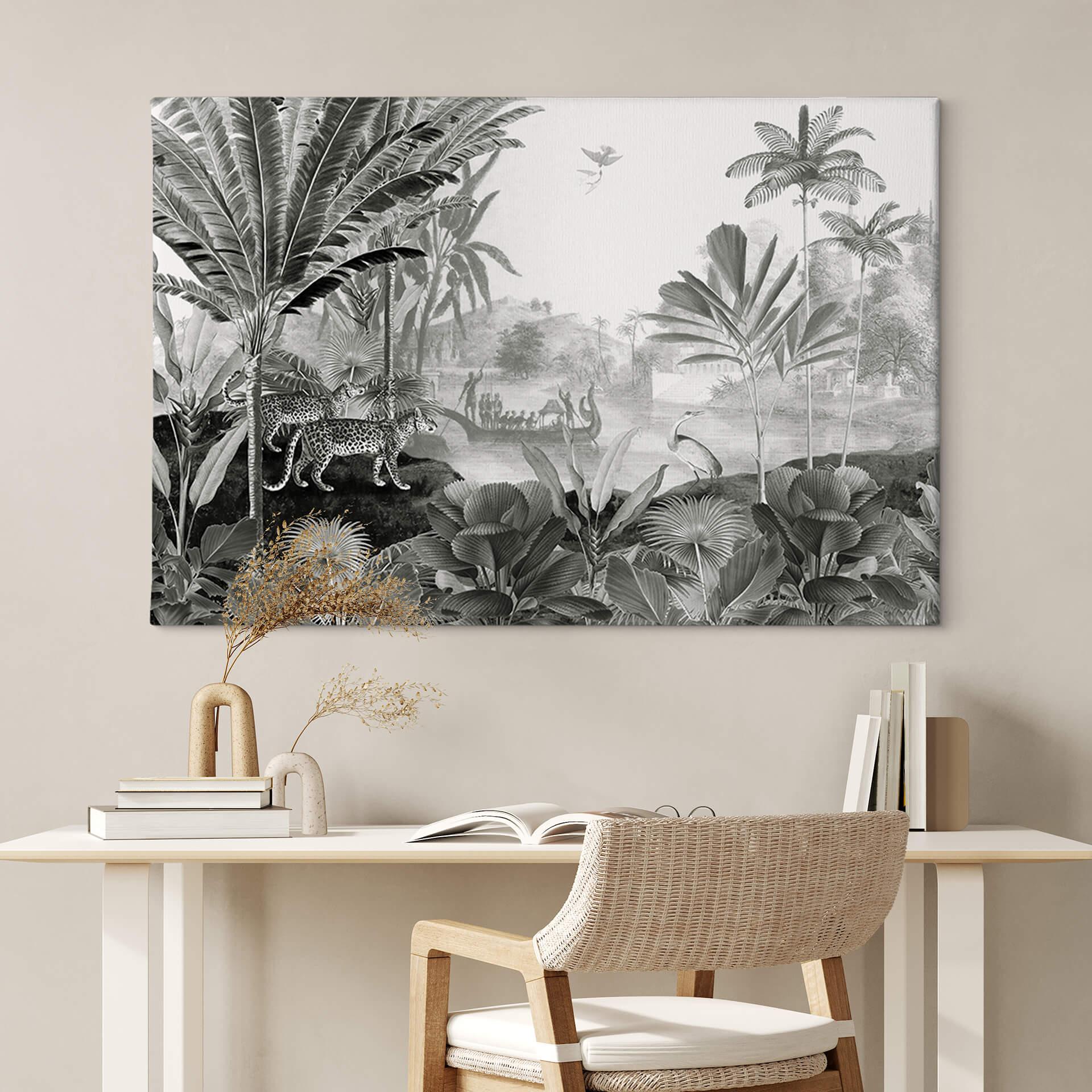 Lienzo Sir Edward - Paisaje con leopardos blanco y negro