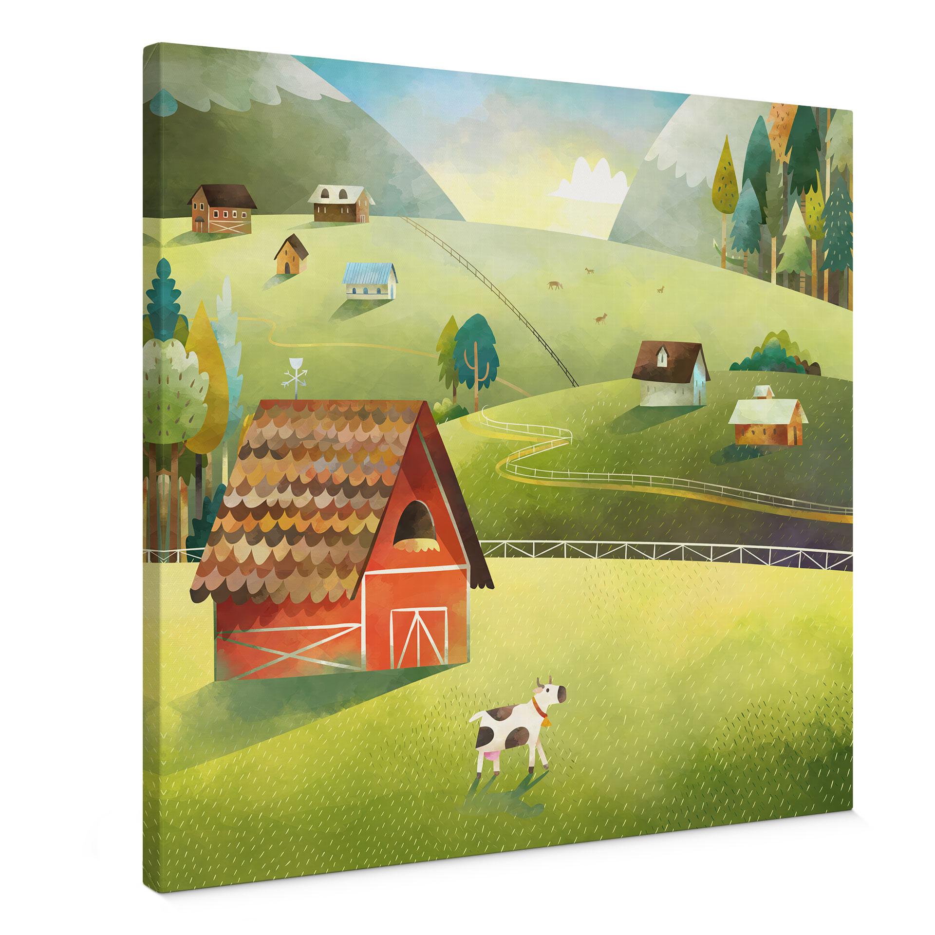 Canvasbillede Farverig gård i bjergene - DigitalArtsi