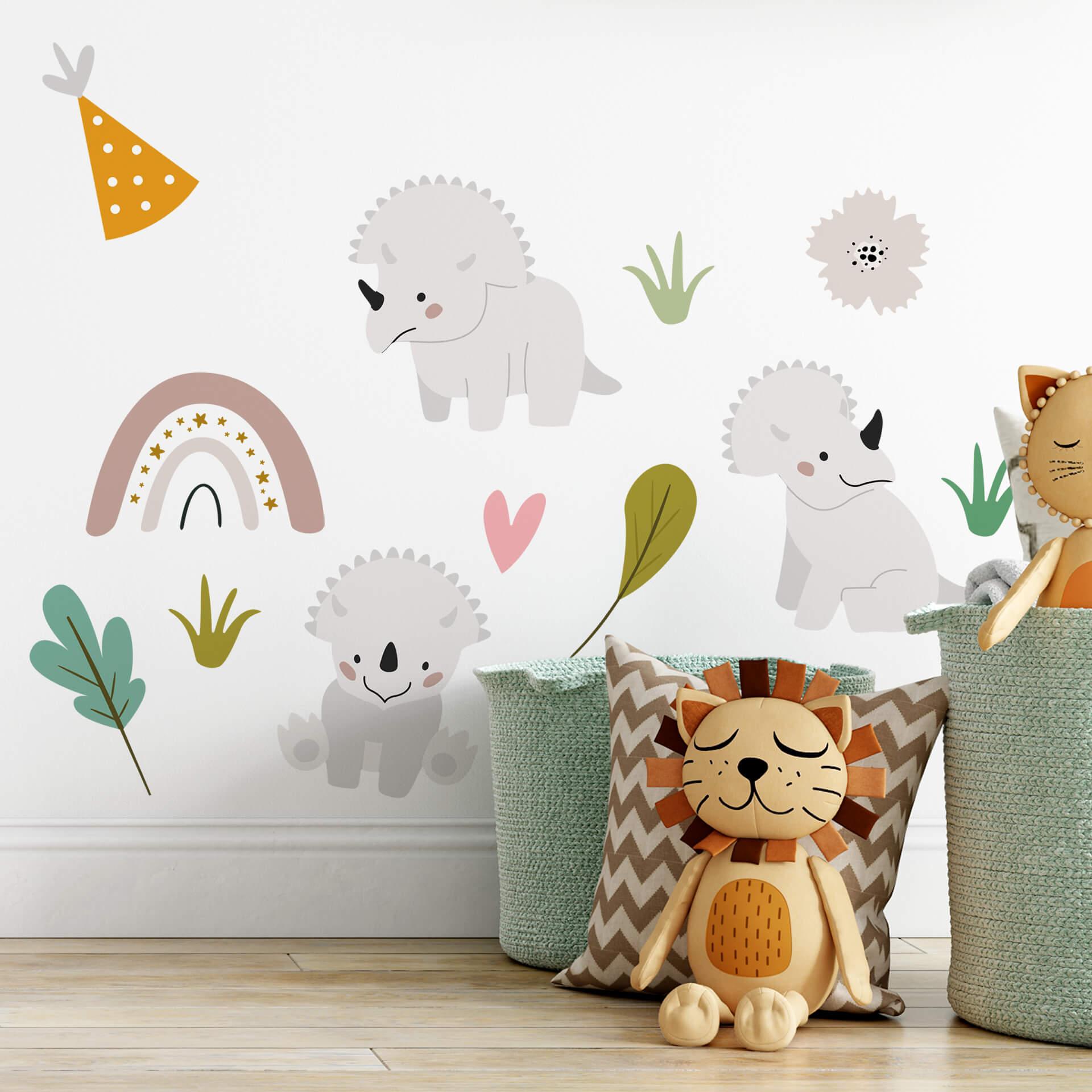 Muursticker Baby Triceratops Set