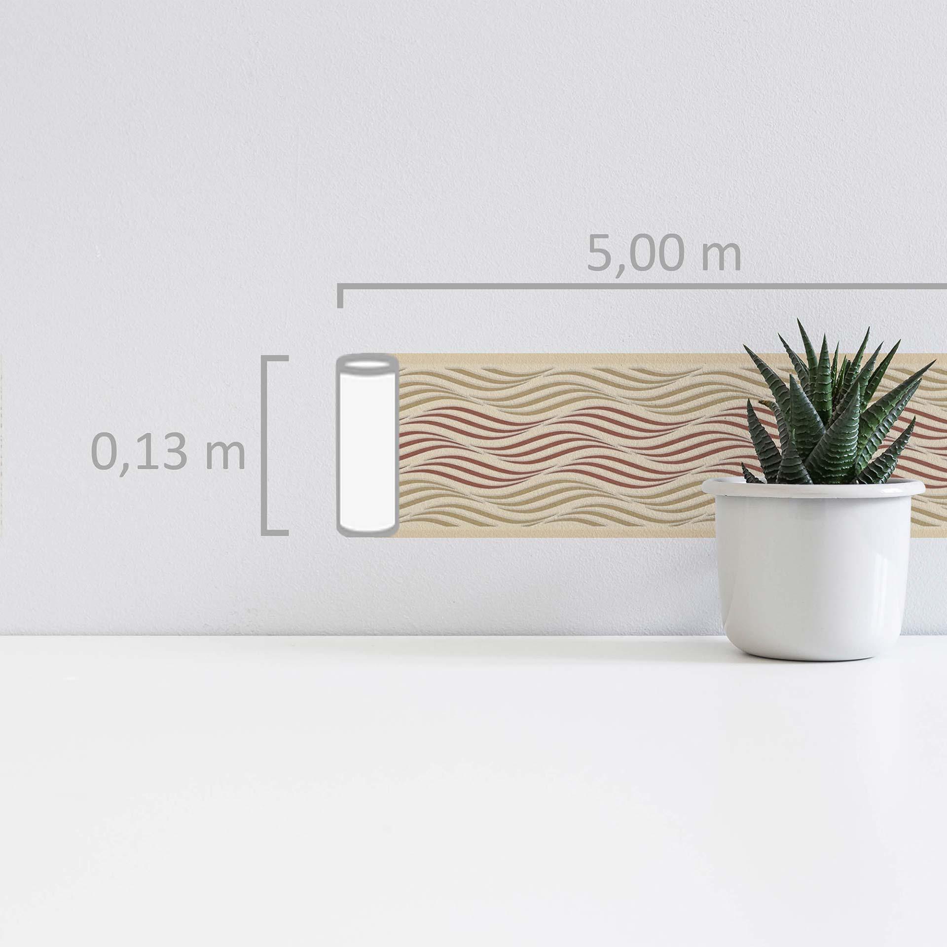 A.S. Création selbstklebende Bordüre Only Borders mit Wellen Muster beige, braun, metallic