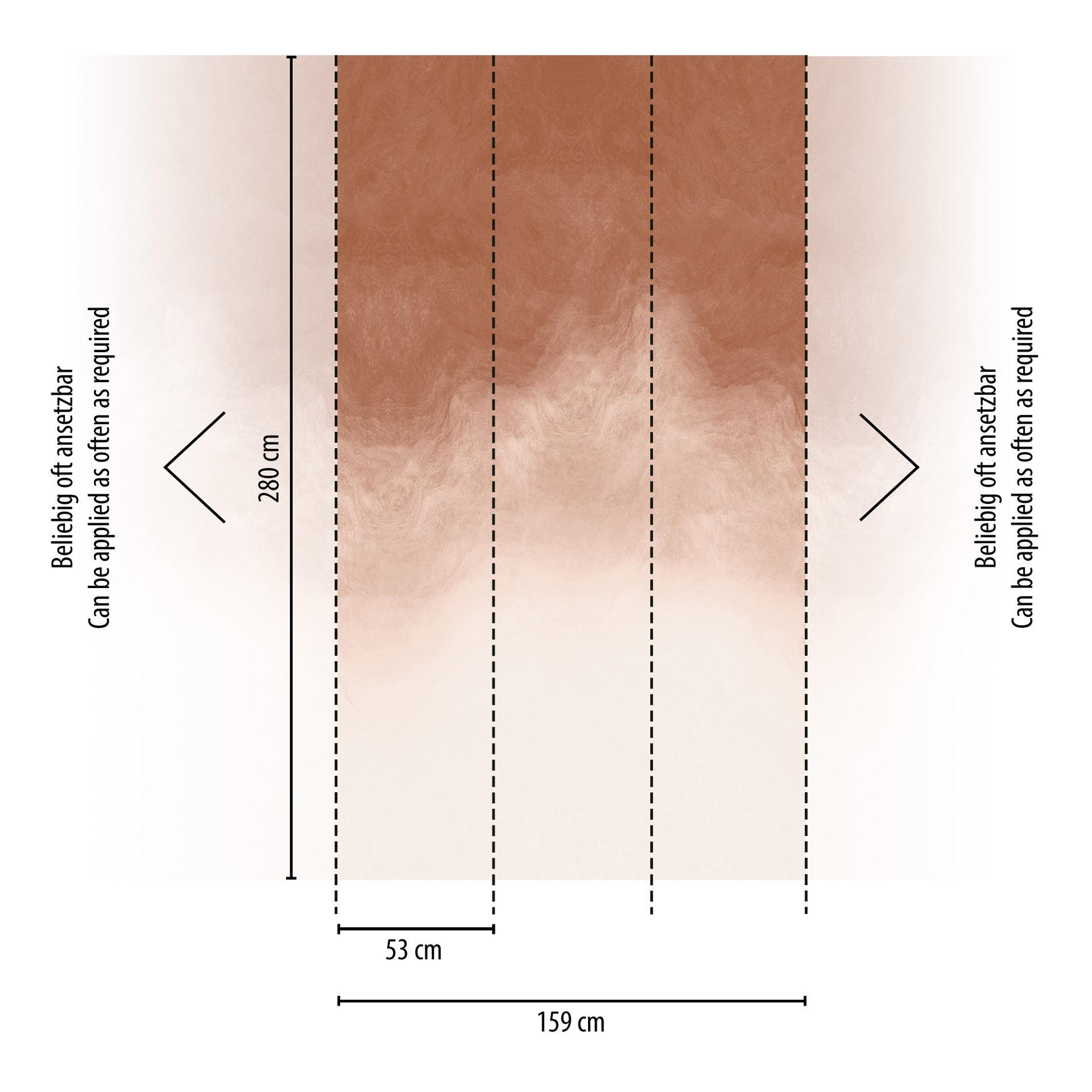 Vliesbehang Fotobehang aquarel bruin crème rood mat uitrekbaar 1,59 x 2,80 m Vliesbehang