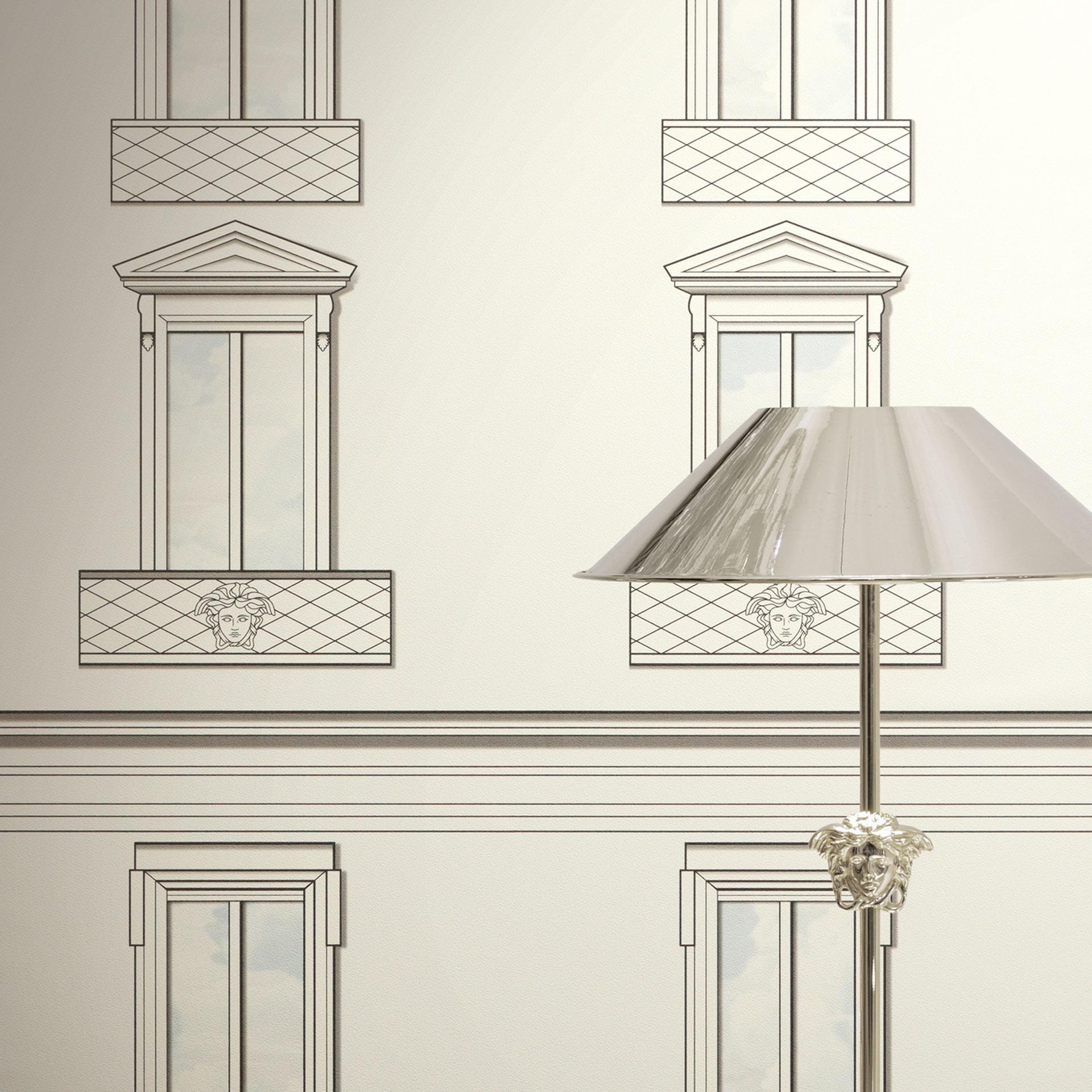 Versace Ikke-vævet tapet Palazzo No 12 vinduesfacade hvid grå neo classic