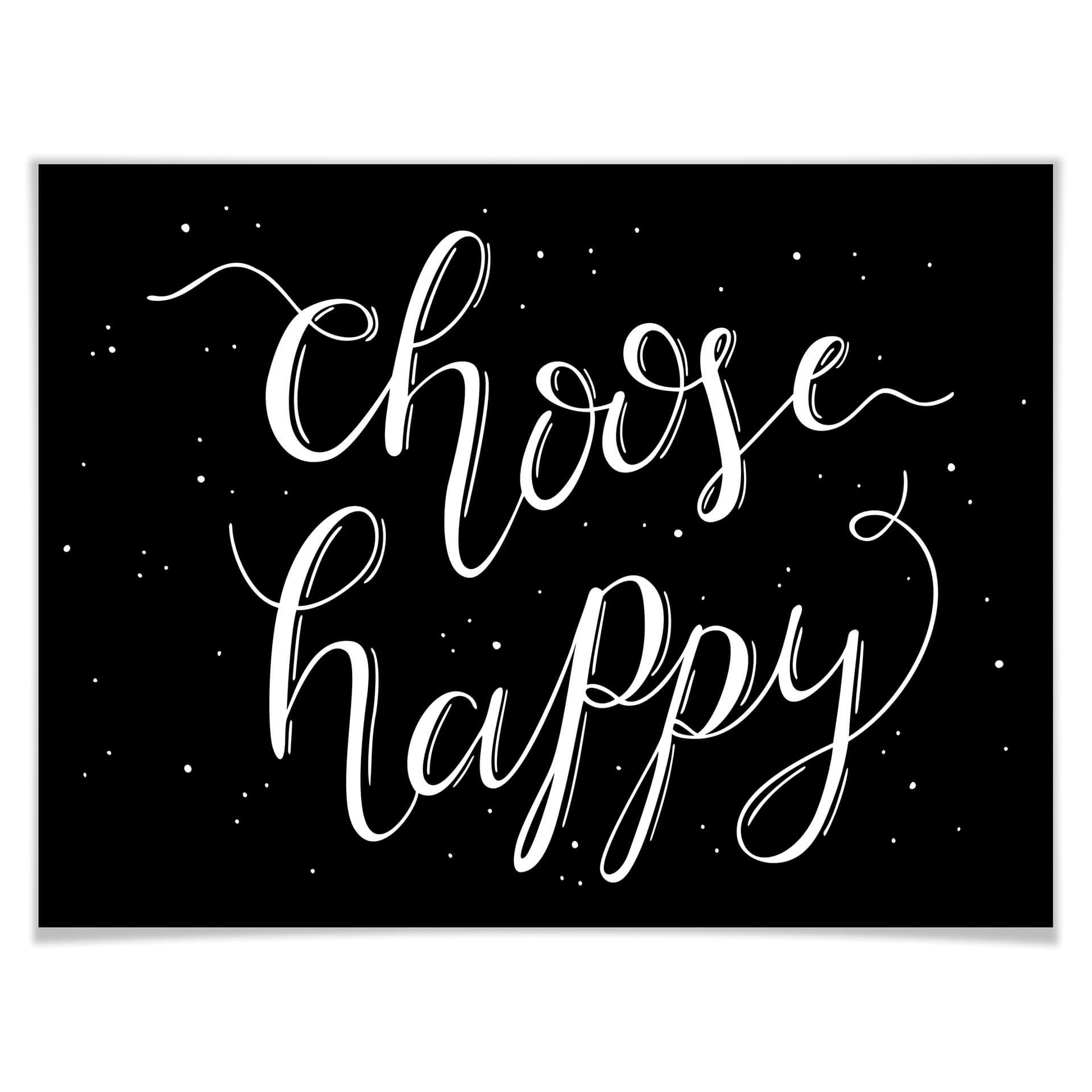 Póster Choose Happy - negativo negro