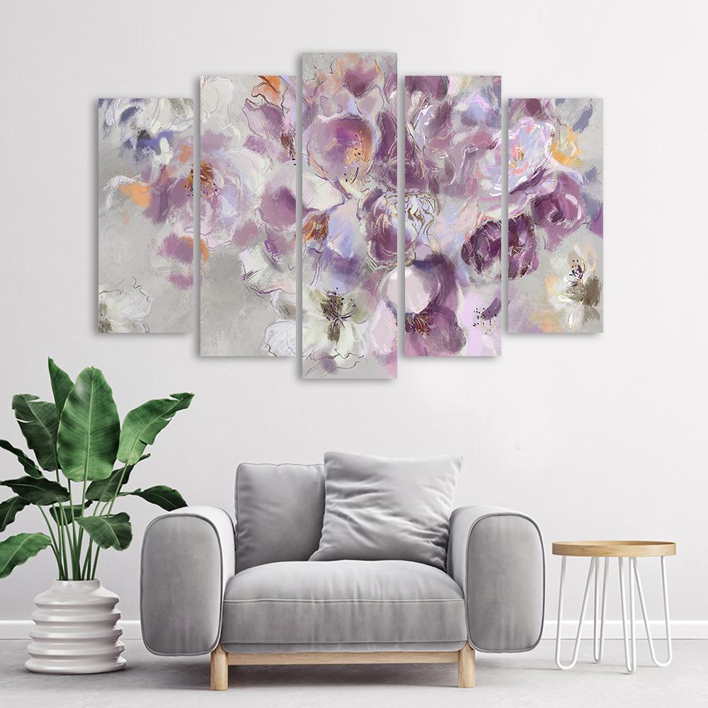 5 stykke lærredstryk, Irisblomst