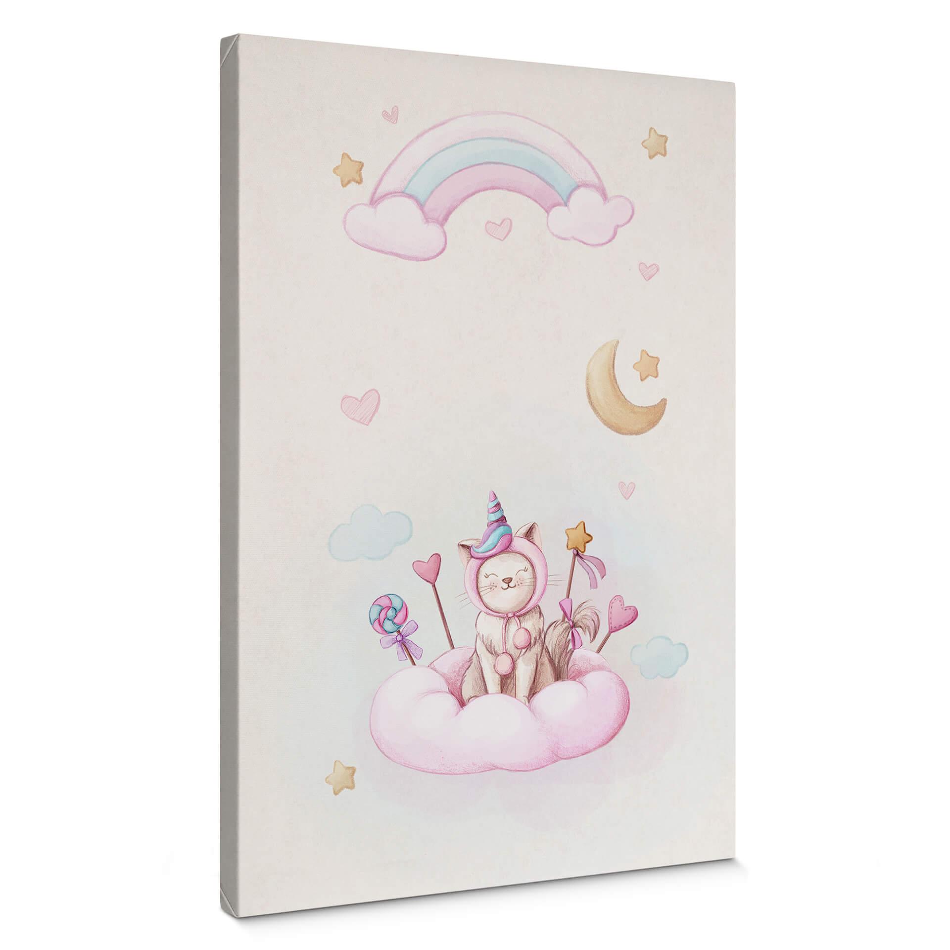 Lienzo Thai - Gatito unicornio en la nube de azúcar
