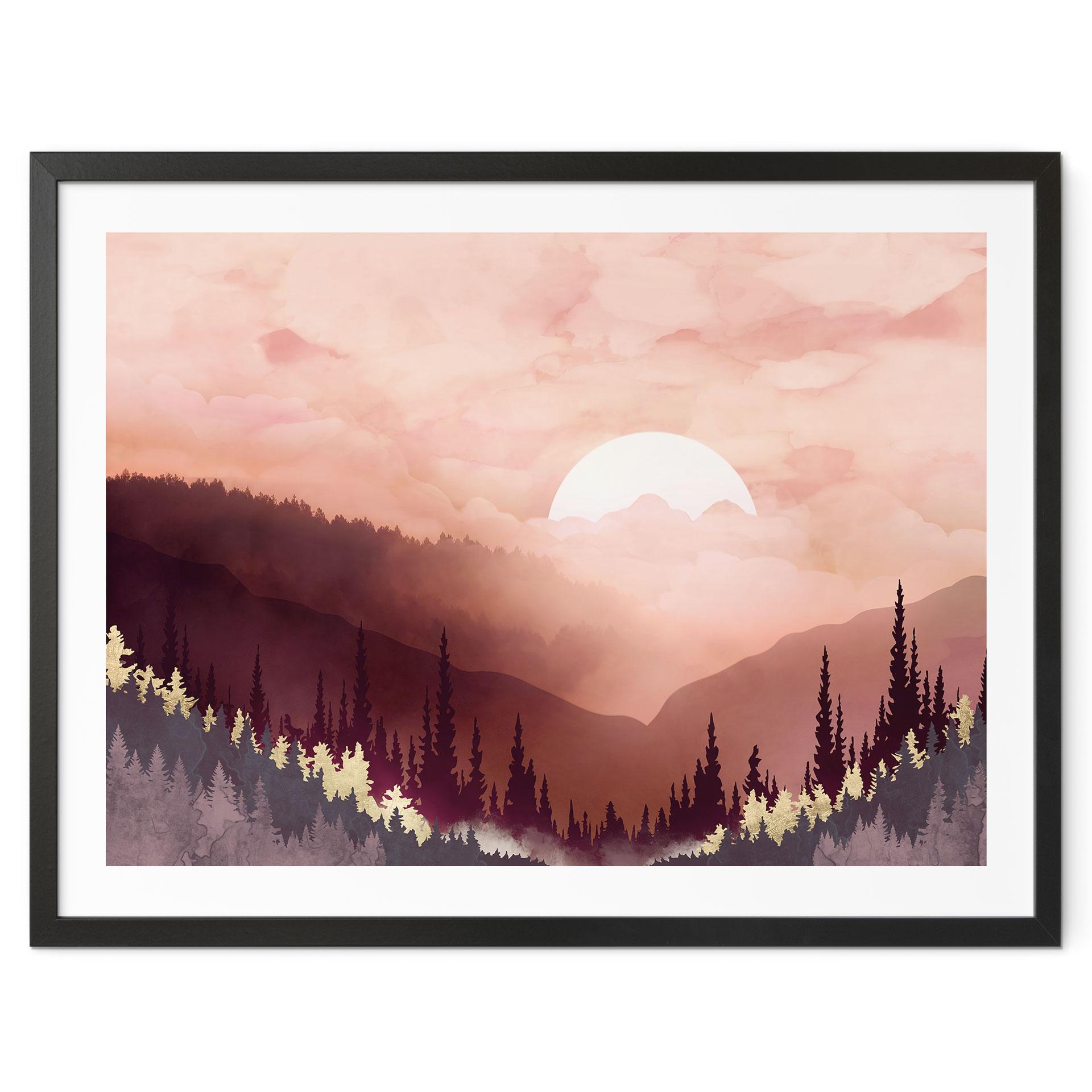 Plakat Lyserød solnedgang over skoven - SpaceFrog Designs