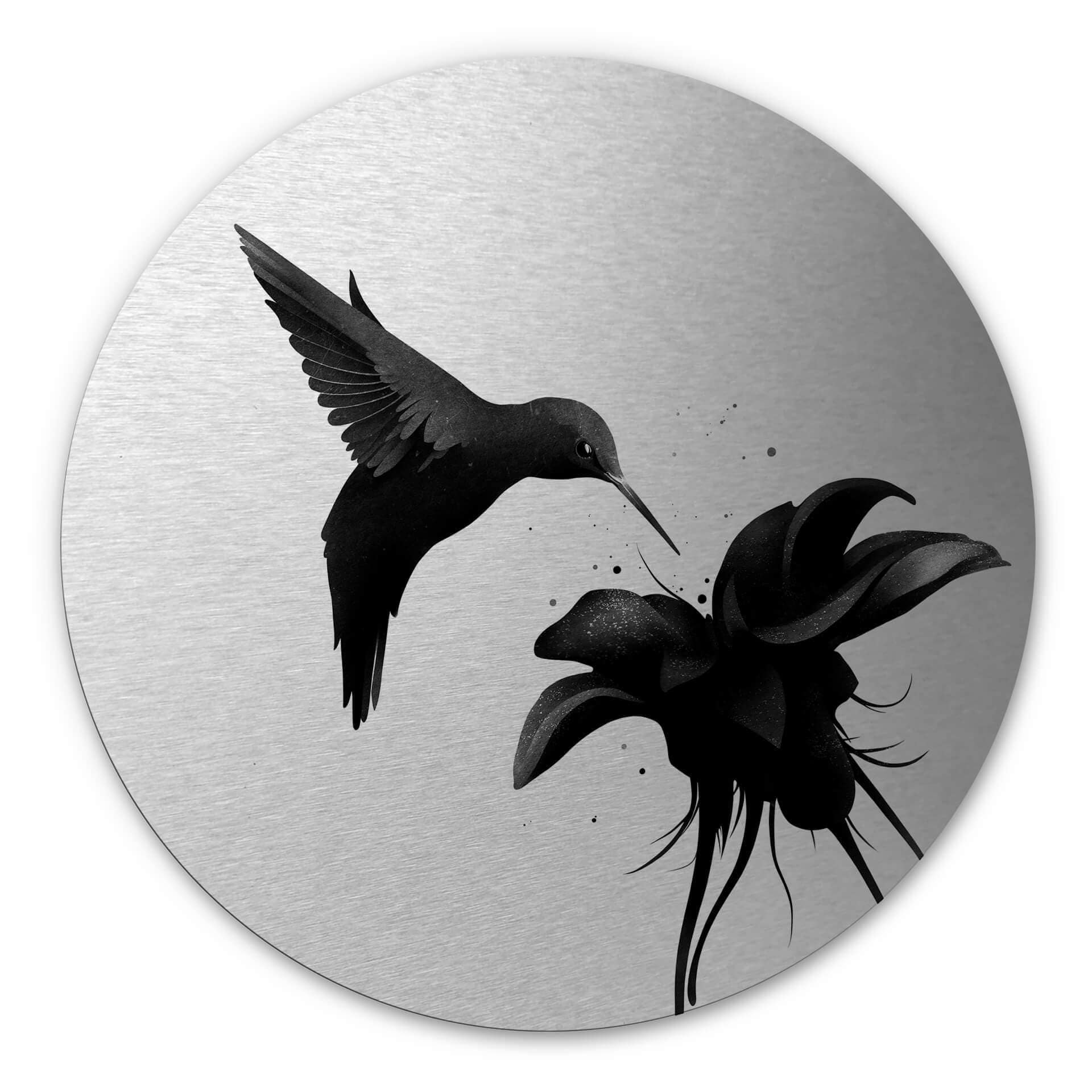 Alu-Dibond Rund Sølveffekt - Ireland - Hummingbird – print på aluminium (Alu-Dibond)