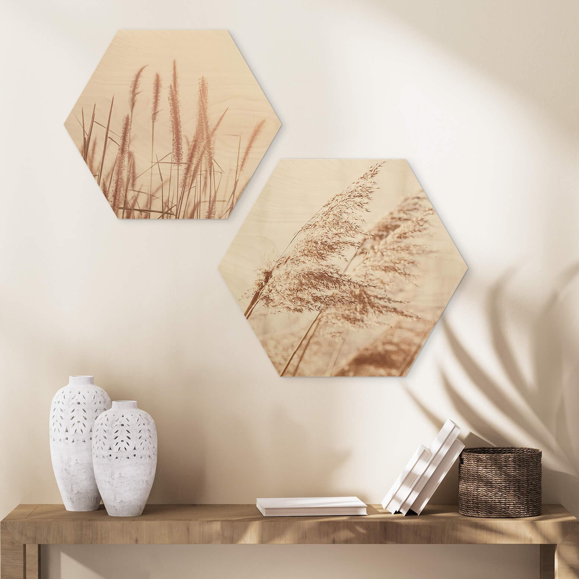 Esagono in legno Erba al vento