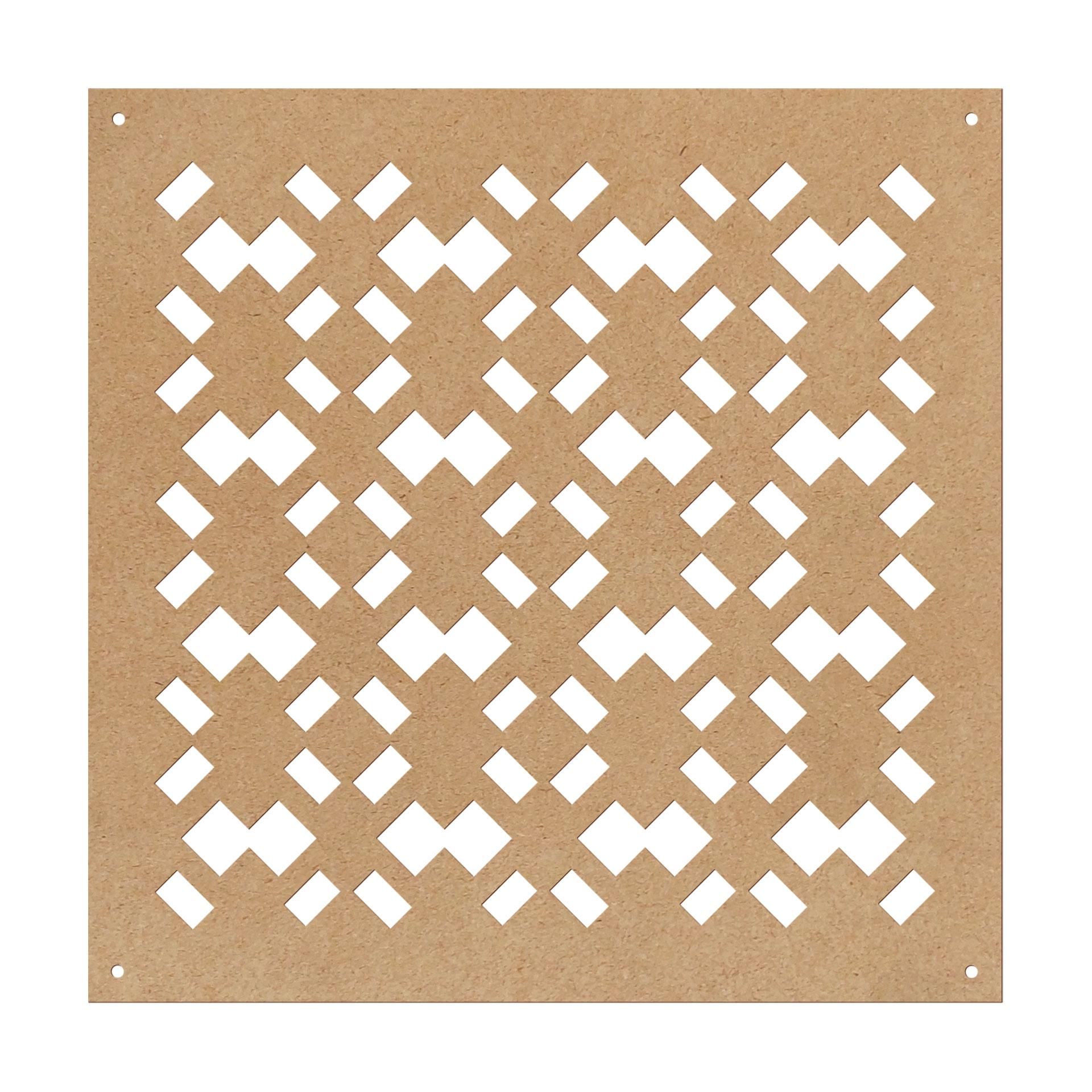 Rumdeler, skillevæg geometrisk mønster - MDF naturligt look