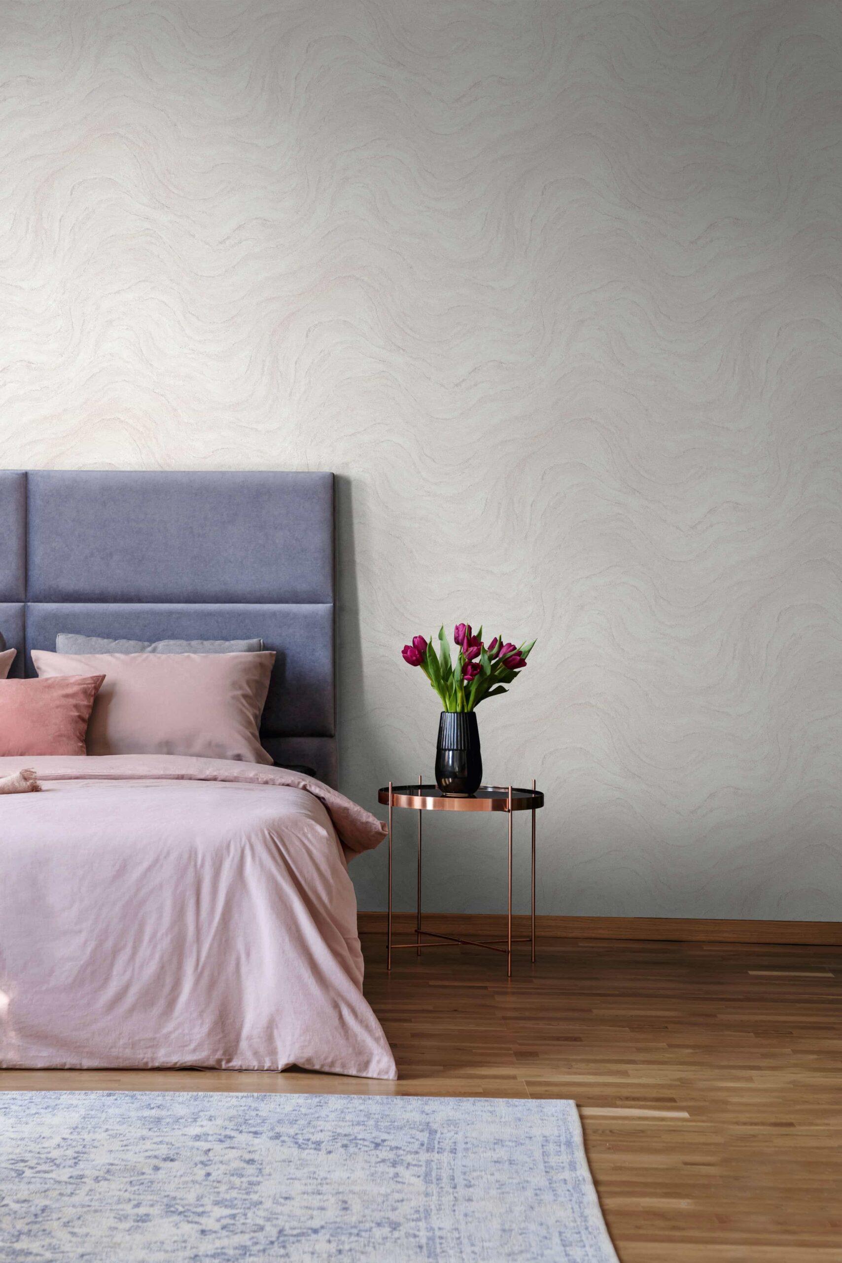 vliesbehang met marmer steen effect grijs, roze marmer look