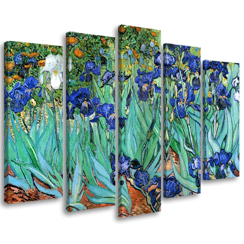 5 stykke lærredstryk, Vincent Van Gogh iris