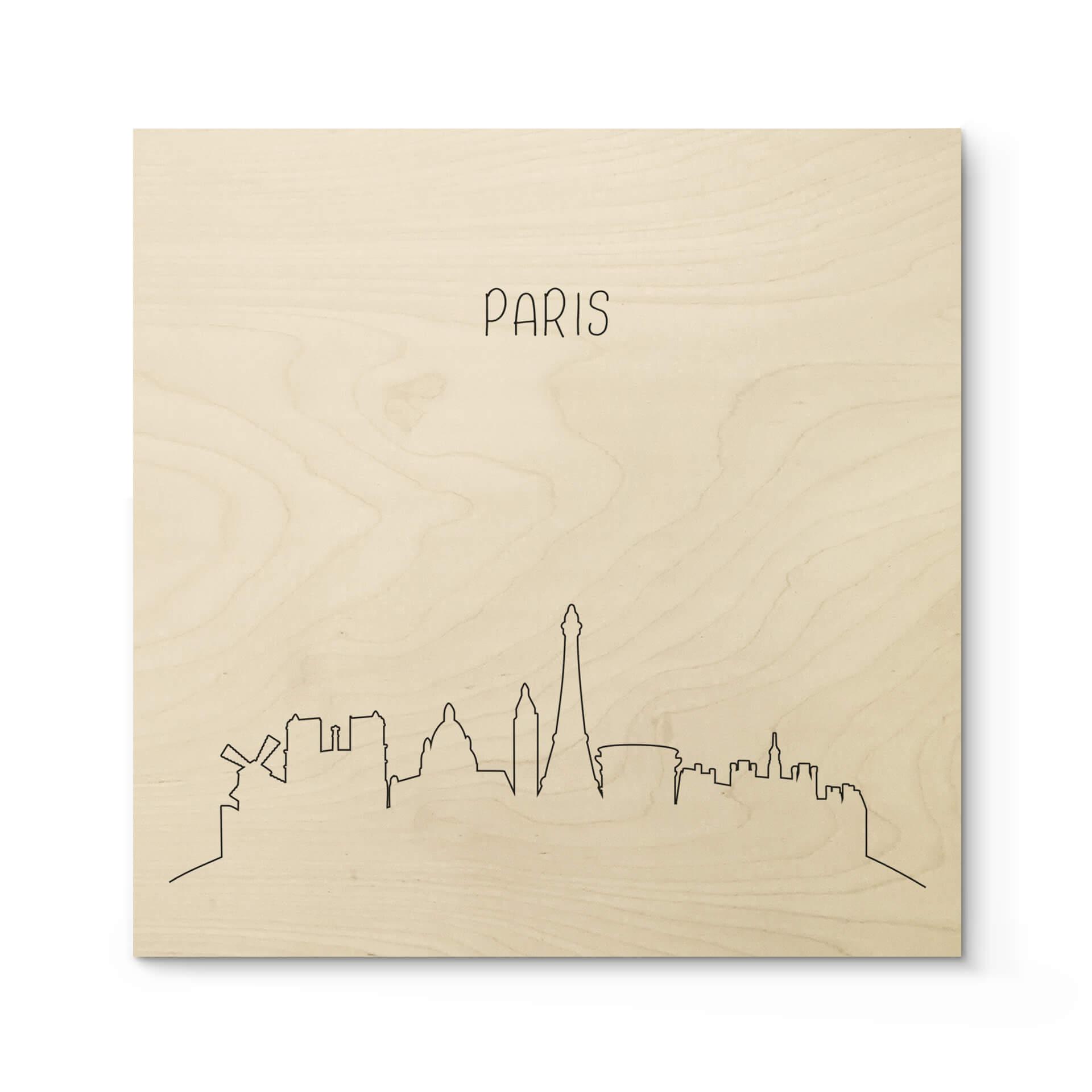 Billede af træ Skyline Paris Outline