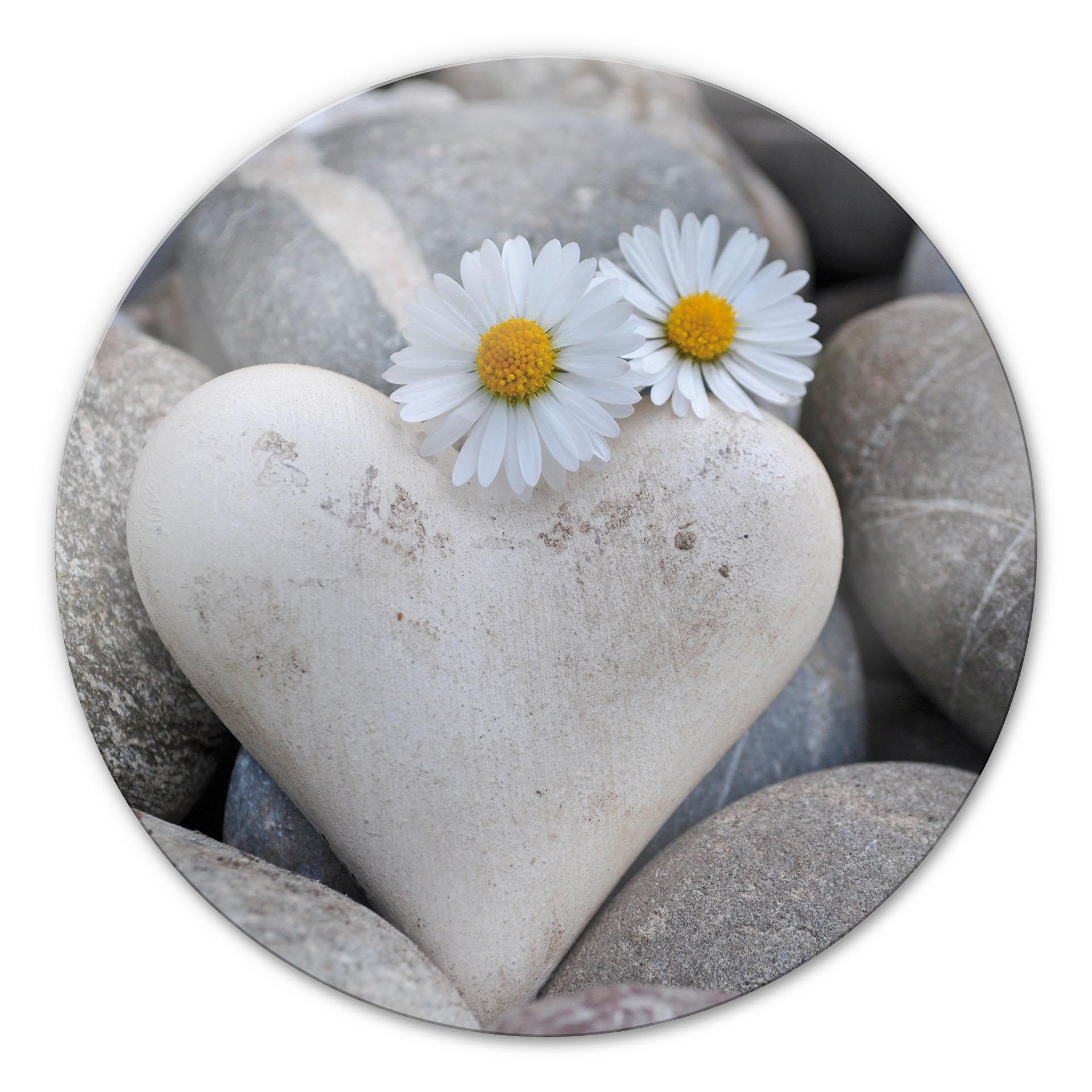 Tableau en verre - Les fleurs de l'amour - rond