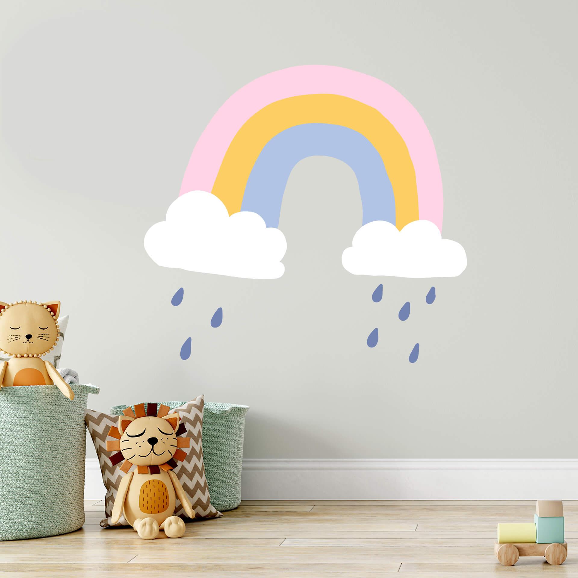 Wandtattoo Wolken mit Regenbogen