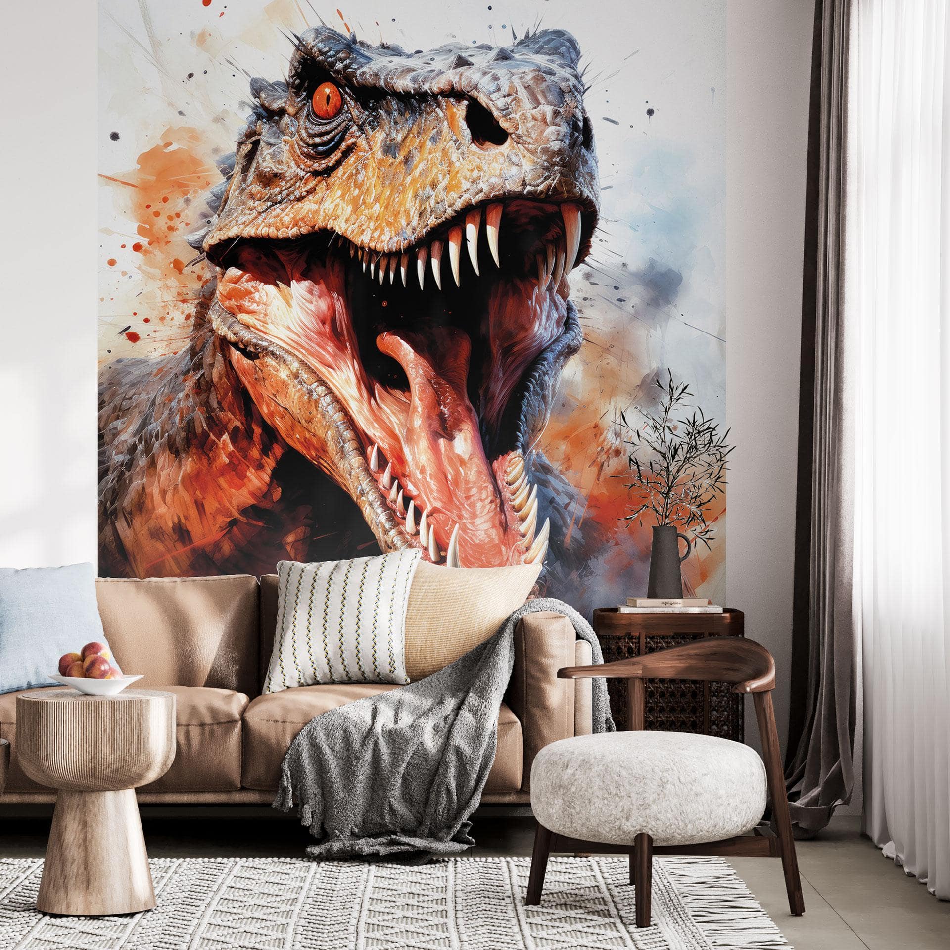 Fototapet Dinosaurer - T-Rex: Det vilde ansigt fra forhistorisk tid - Jaszke