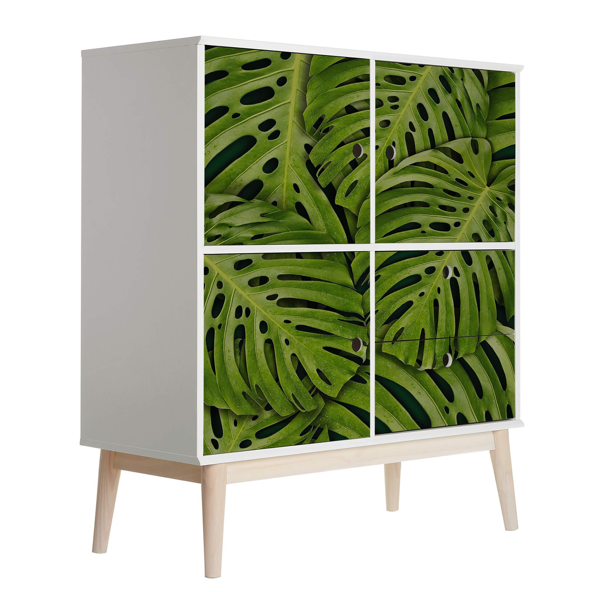 Vinilo adhesivo muebles Hojas de monstera verde