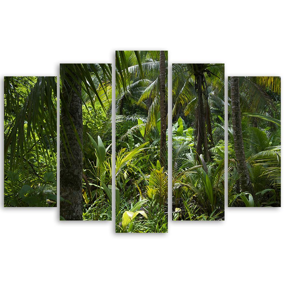 Lærred print 5 styk, skov træer natur