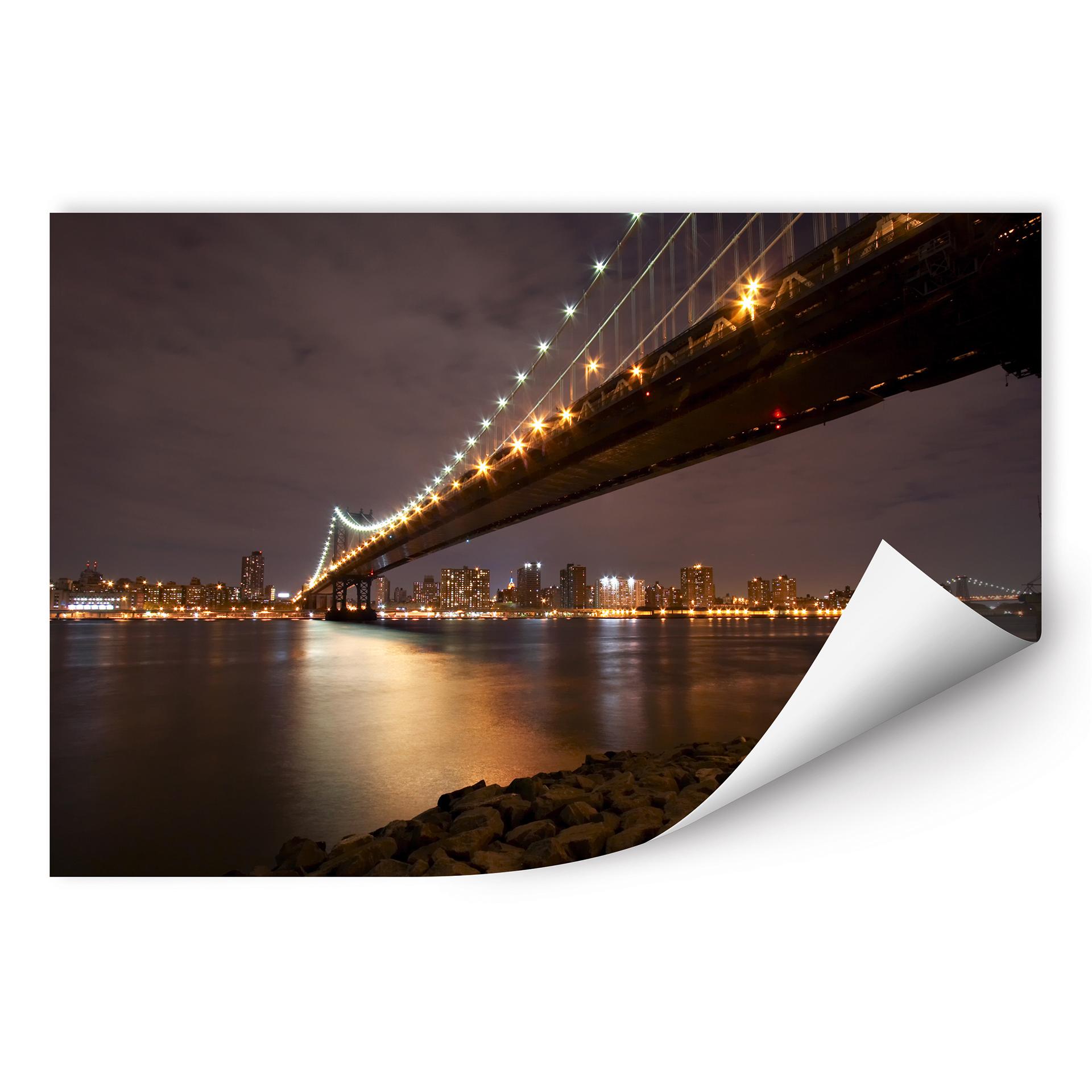 Poster autocollant - W - Pont de Manhattan de Nuit